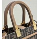 FENDI Sunshine Small Brown FF Jacquard Fabric Shopper