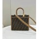 FENDI Sunshine Small Brown FF Jacquard Fabric Shopper