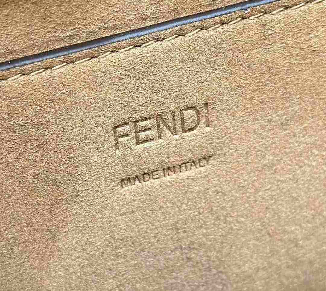 FENDI Sunshine Small Brown FF Jacquard Fabric Shopper