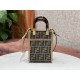 FENDI Sunshine Mini Brown FF Jacquard Fabric Shopper