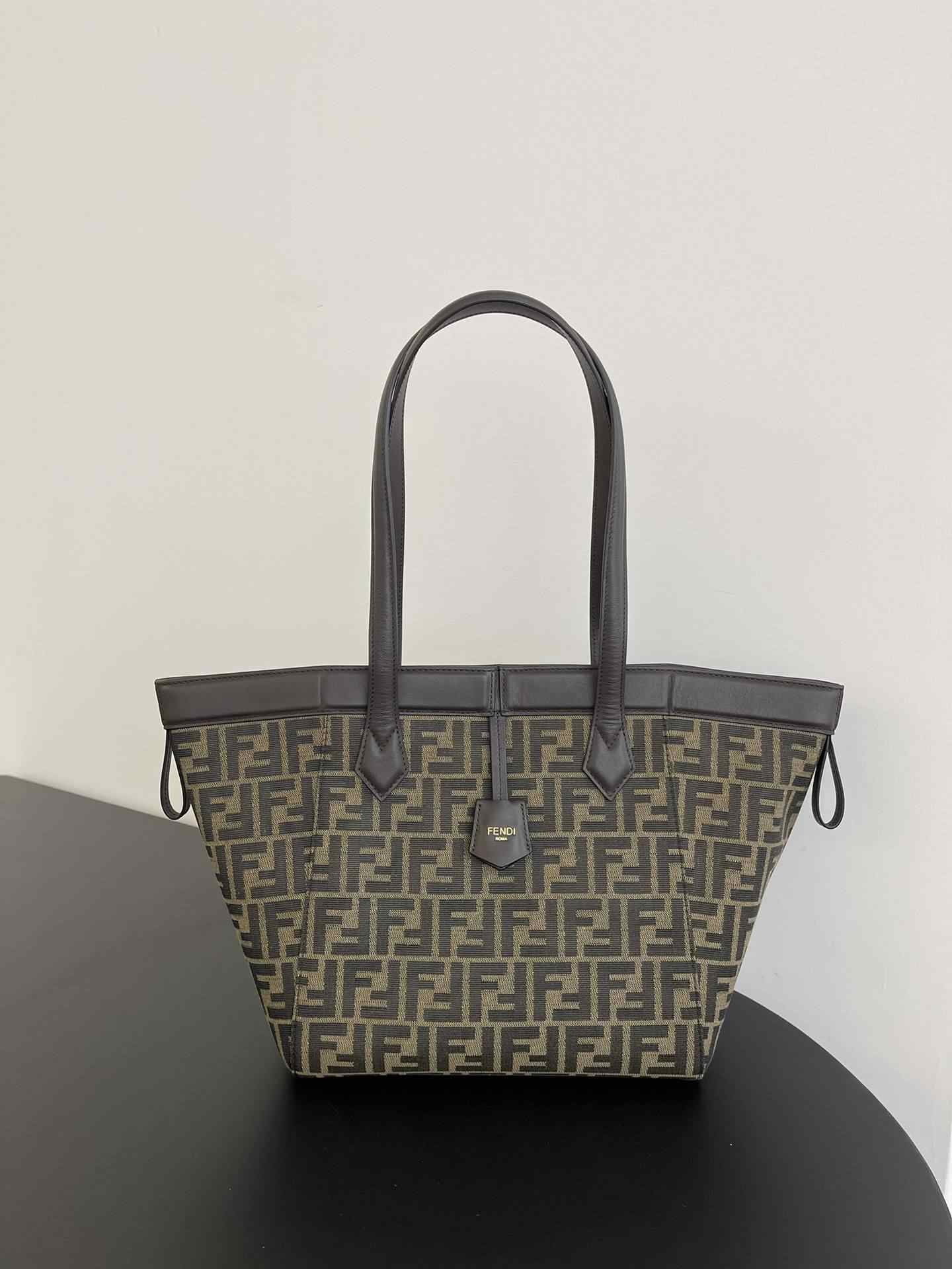 FENDI Origami Meduim Brown FF Jacquard Fabric