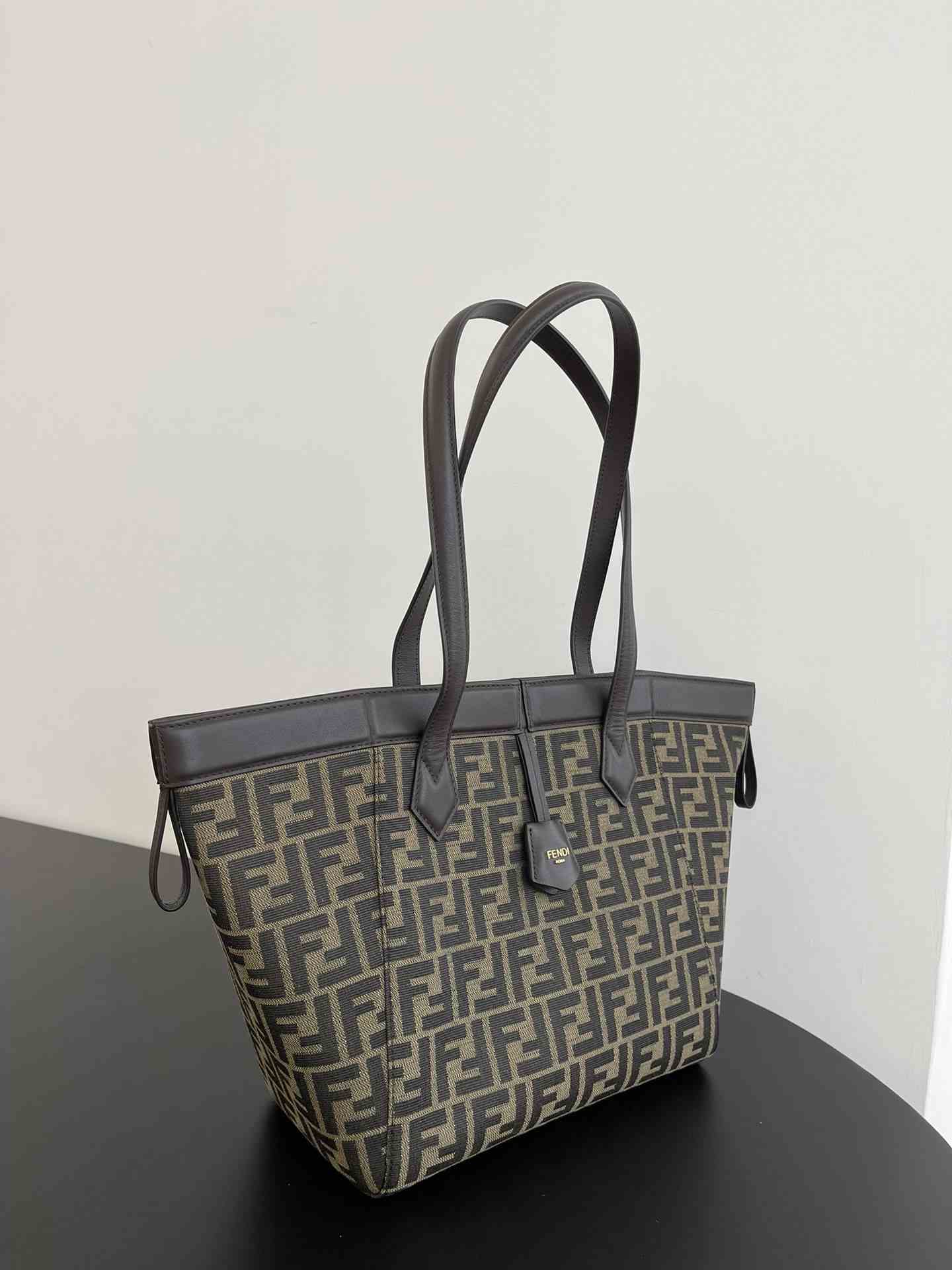 FENDI Origami Meduim Brown FF Jacquard Fabric