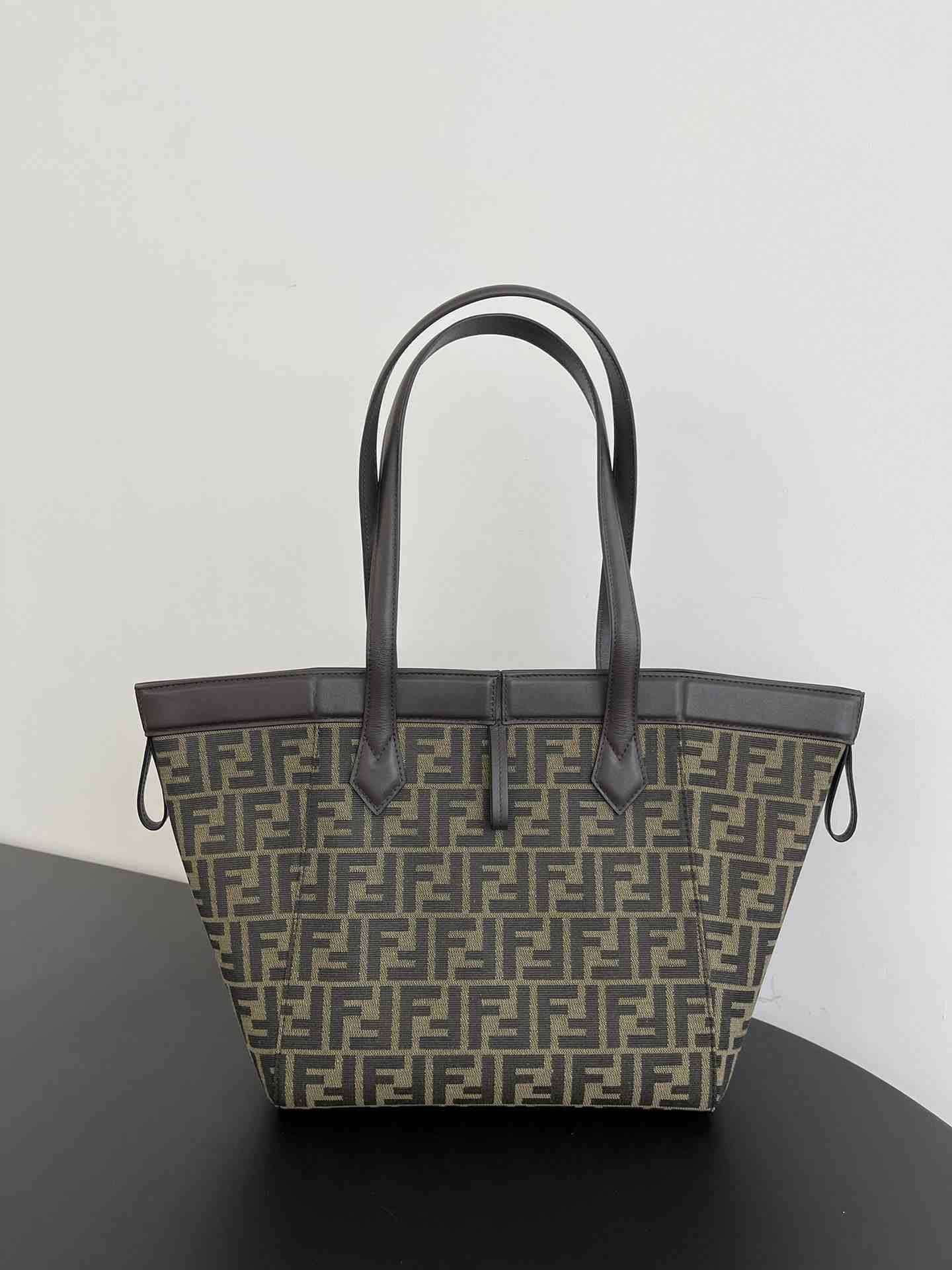 FENDI Origami Meduim Brown FF Jacquard Fabric