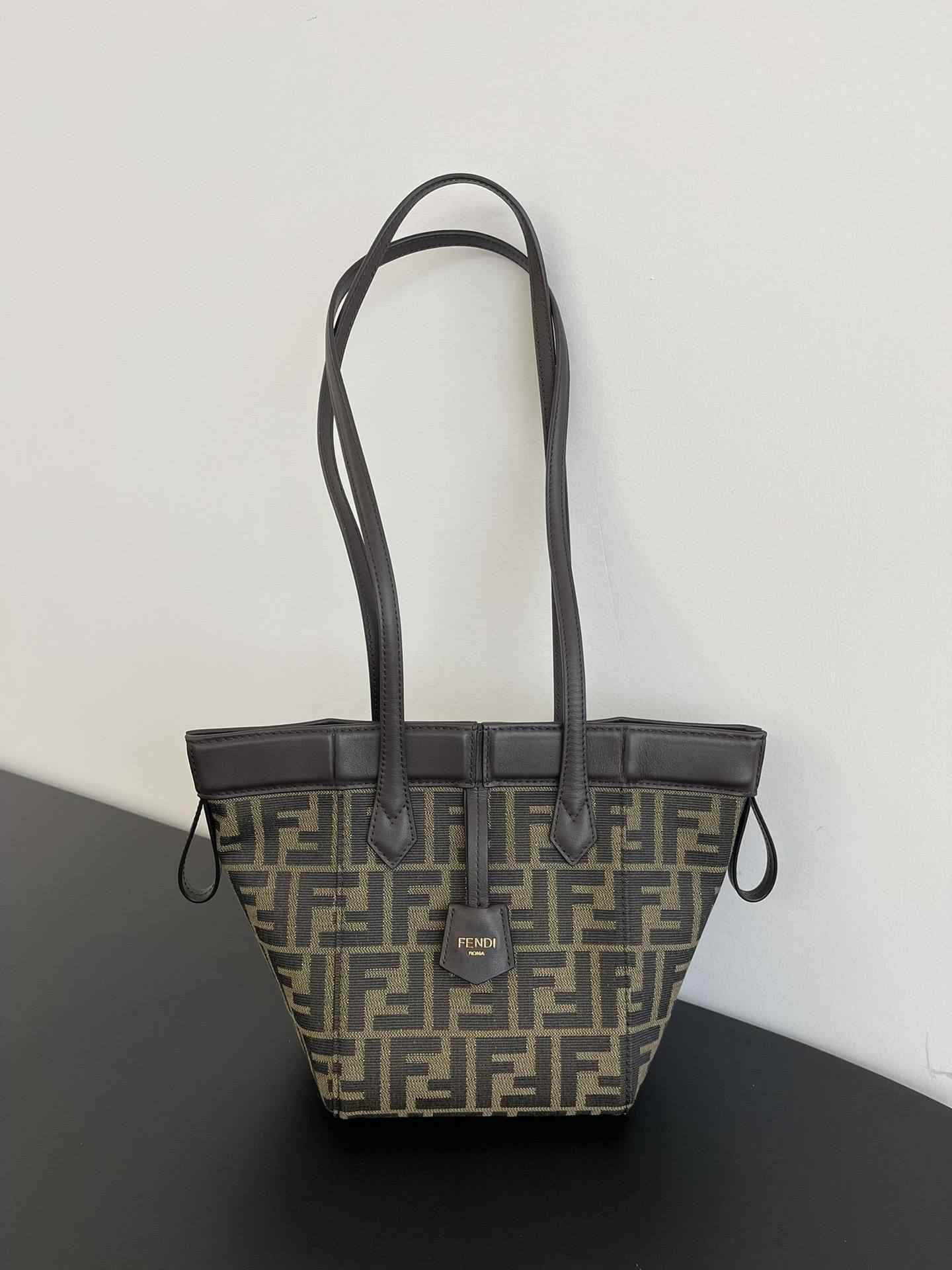 FENDI Origami Mini Brown FF Jacquard Fabric