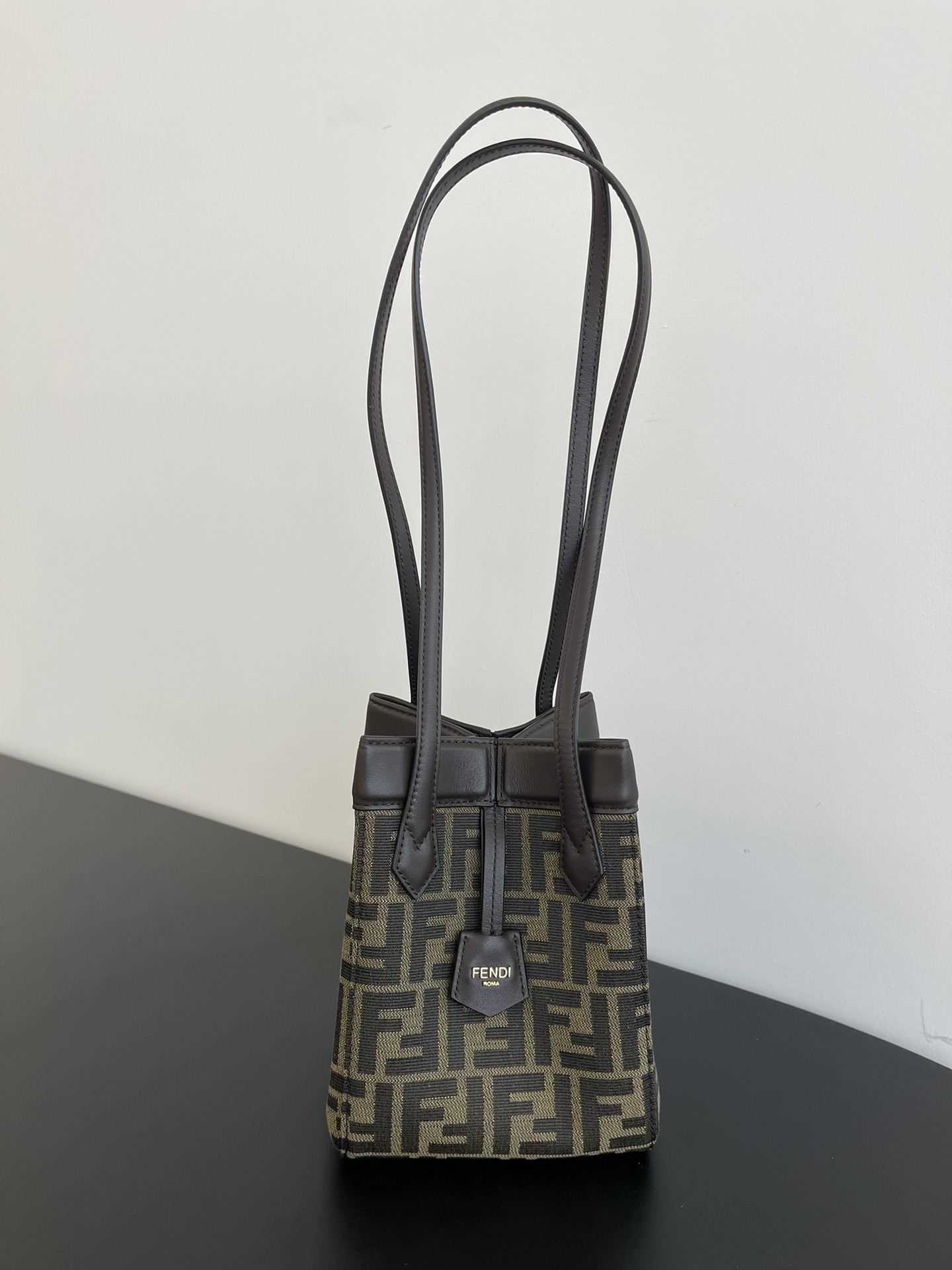 FENDI Origami Mini Brown FF Jacquard Fabric