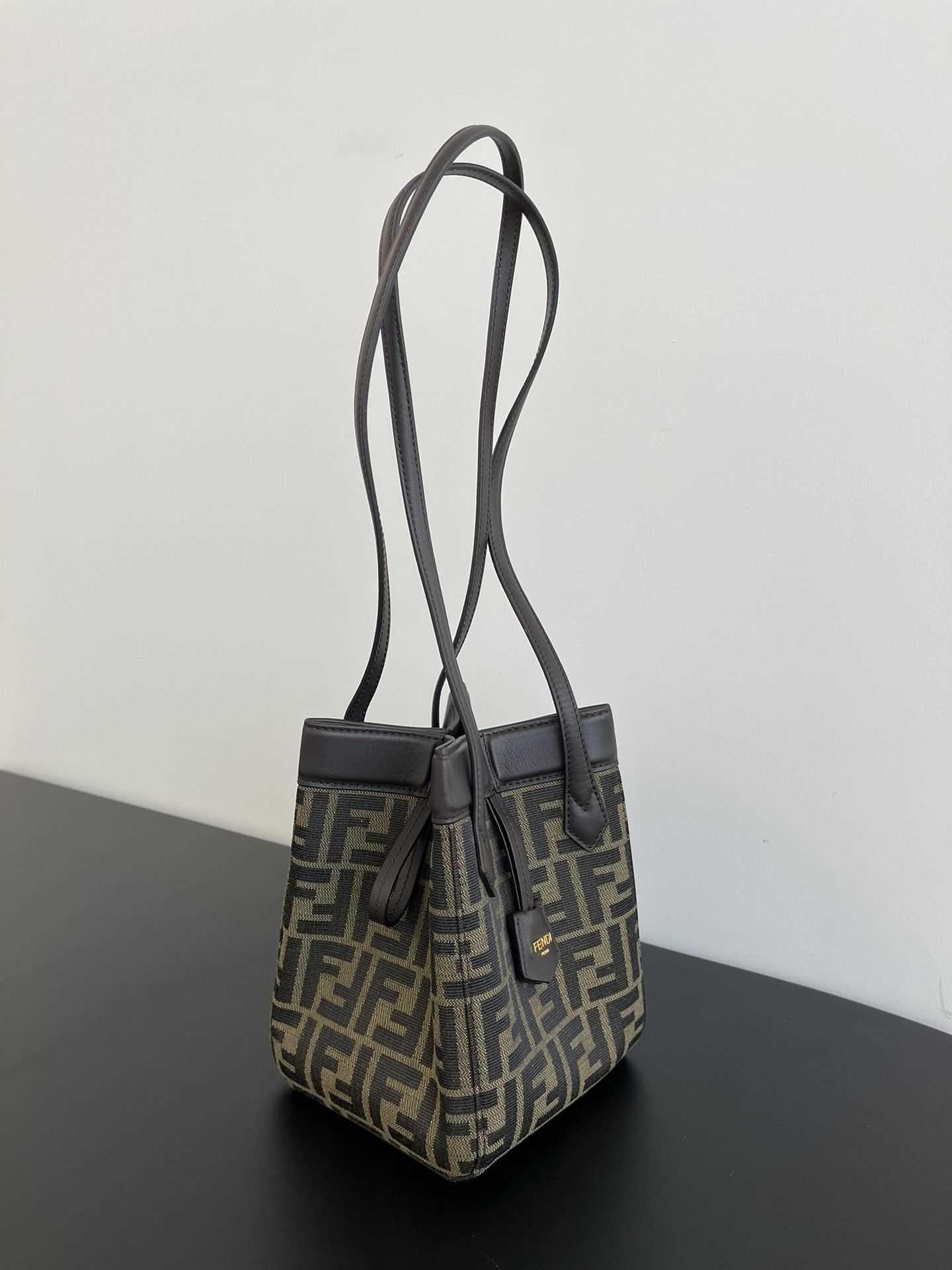 FENDI Origami Mini Brown FF Jacquard Fabric