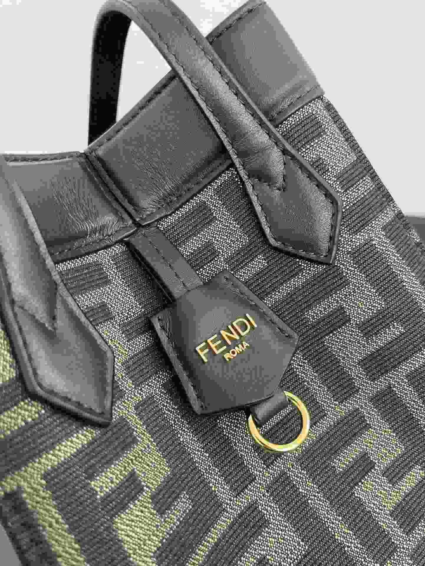 FENDI Origami Mini Brown FF Jacquard Fabric