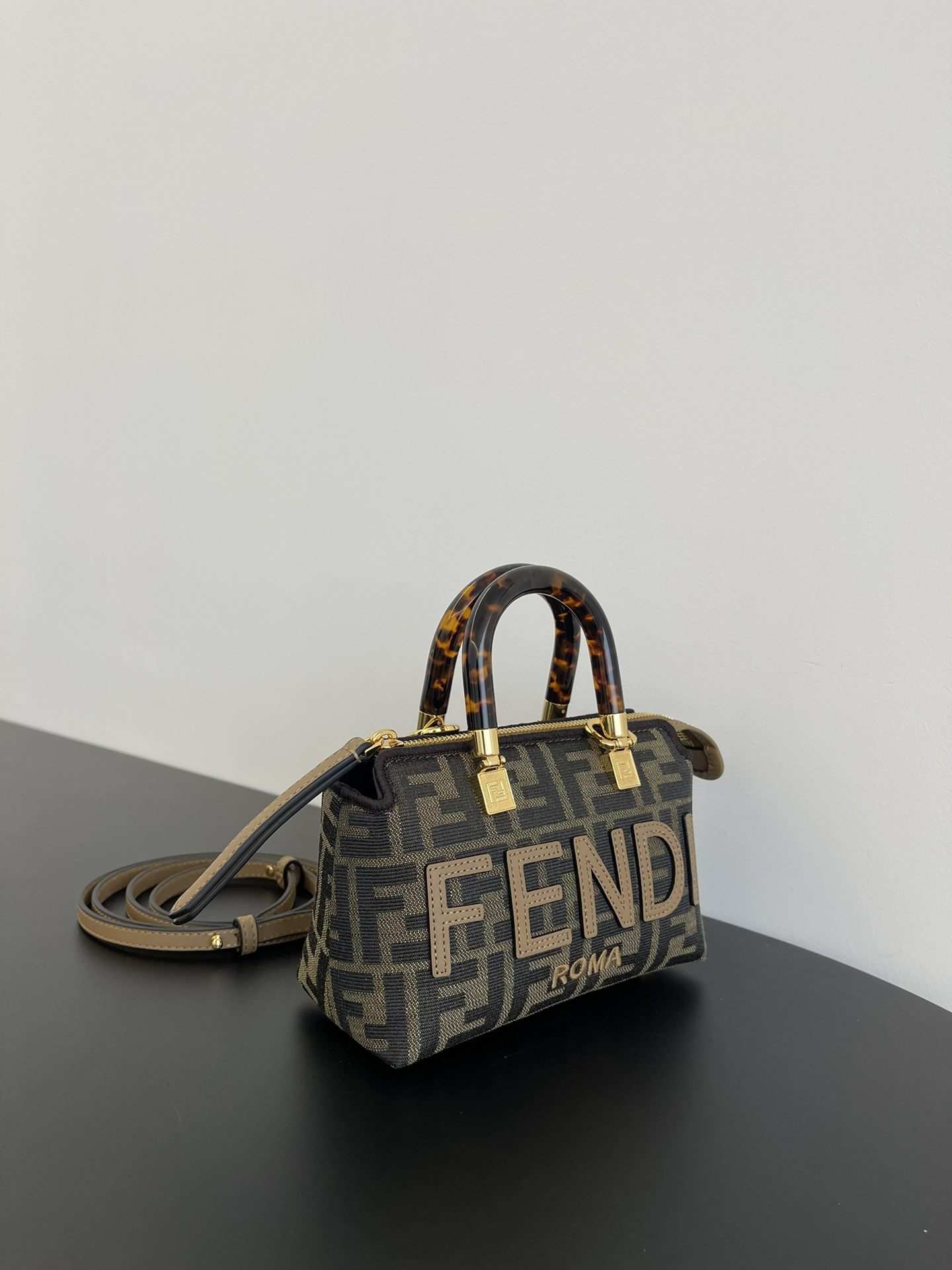 FENDI By The Way Mini Brown FF Fabric Boston