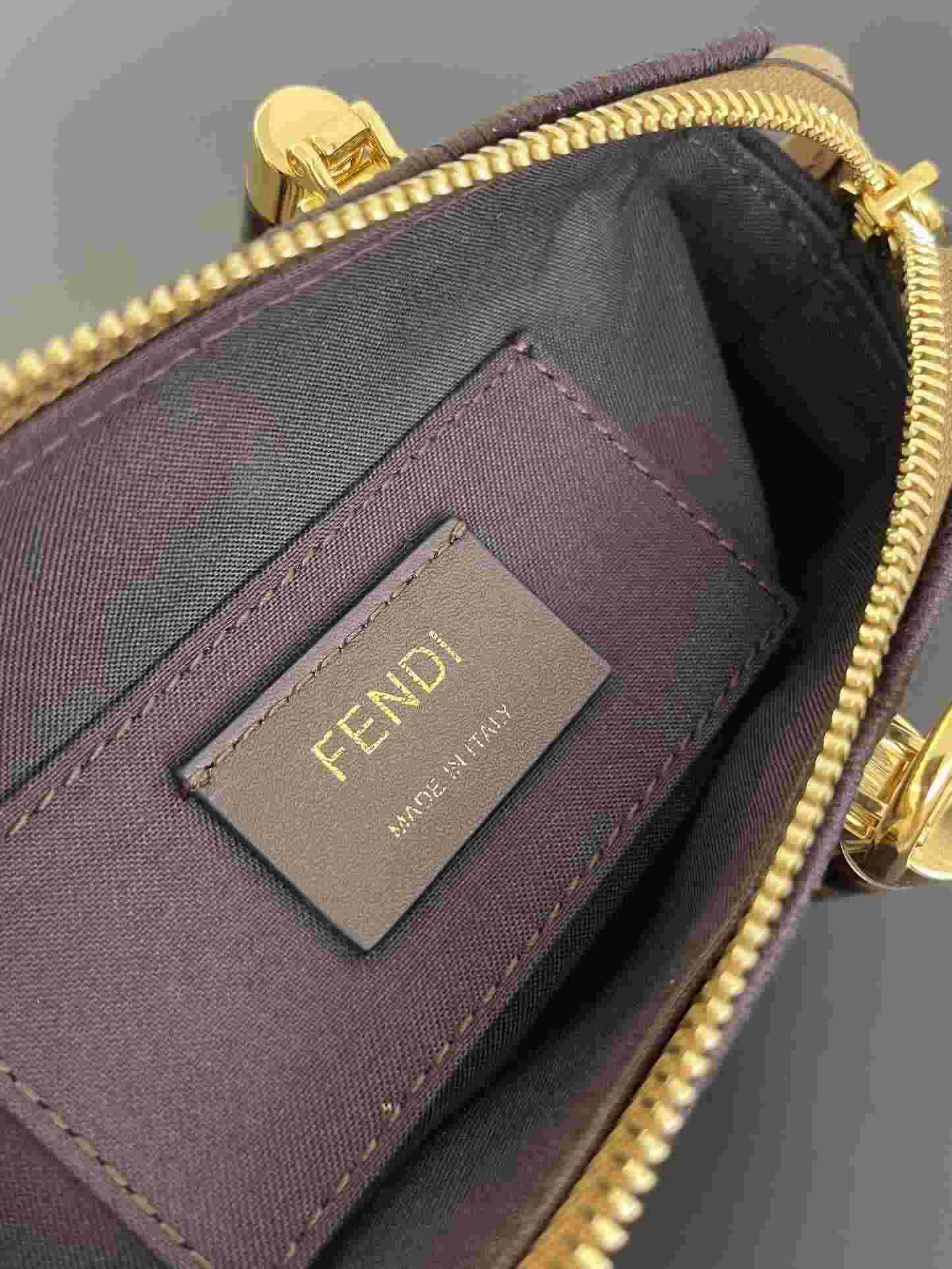 FENDI By The Way Mini Brown FF Fabric Boston