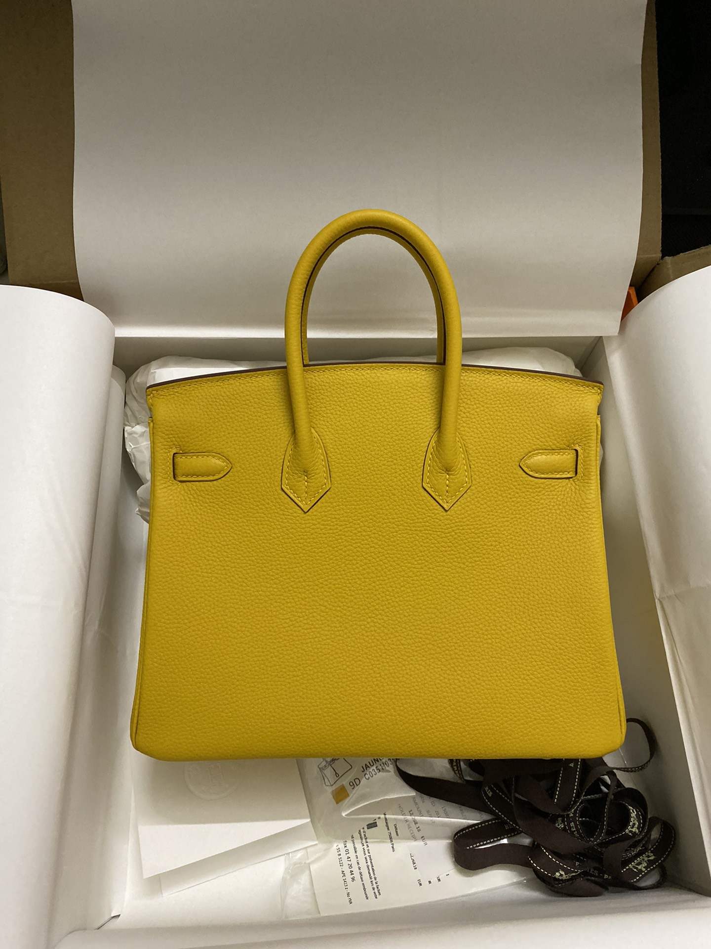 HERMES Birkin 25 Jaune Ambre Togo Gold-tone Hardware