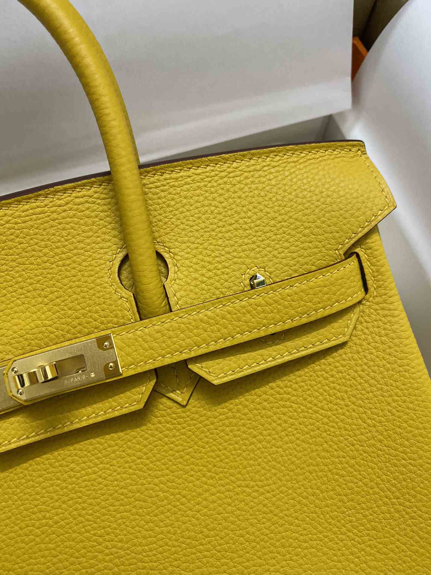 HERMES Birkin 25 Jaune Ambre Togo Gold-tone Hardware