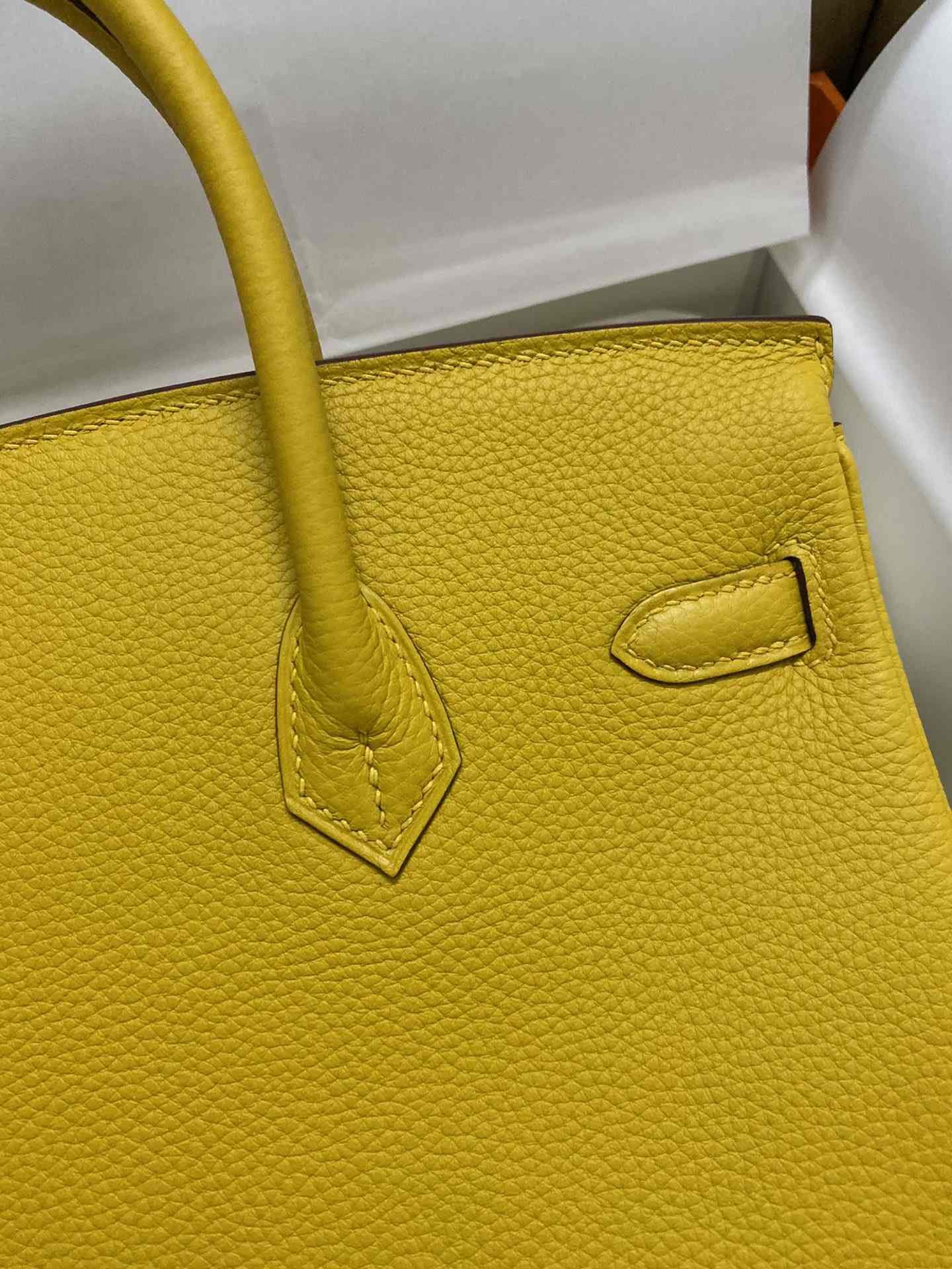 HERMES Birkin 25 Jaune Ambre Togo Gold-tone Hardware