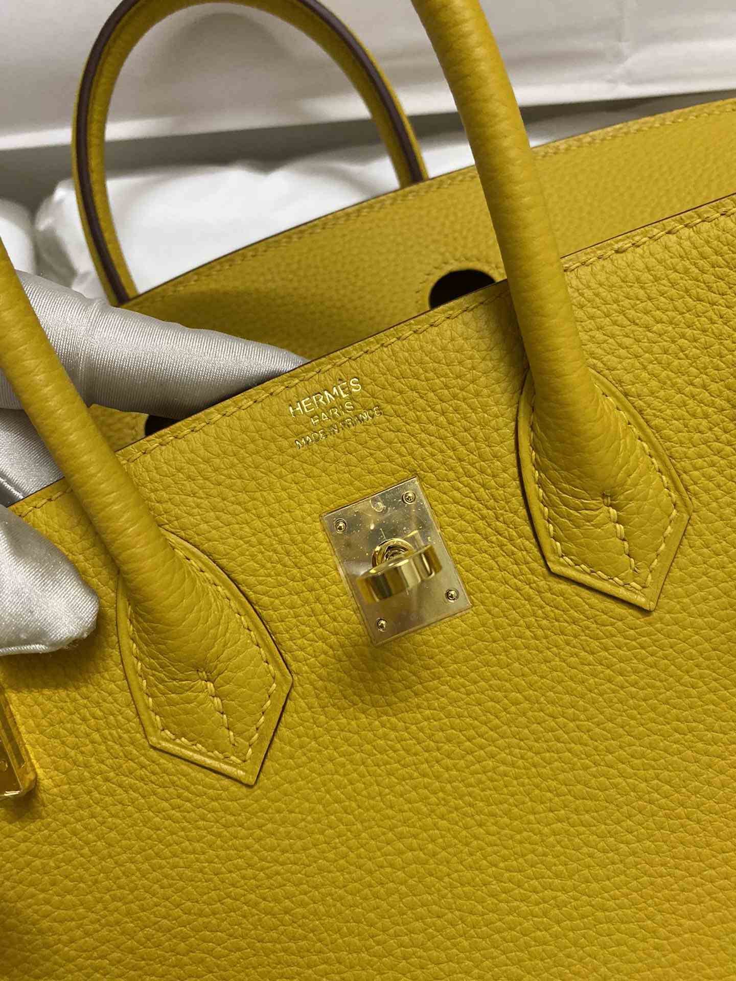 HERMES Birkin 25 Jaune Ambre Togo Gold-tone Hardware