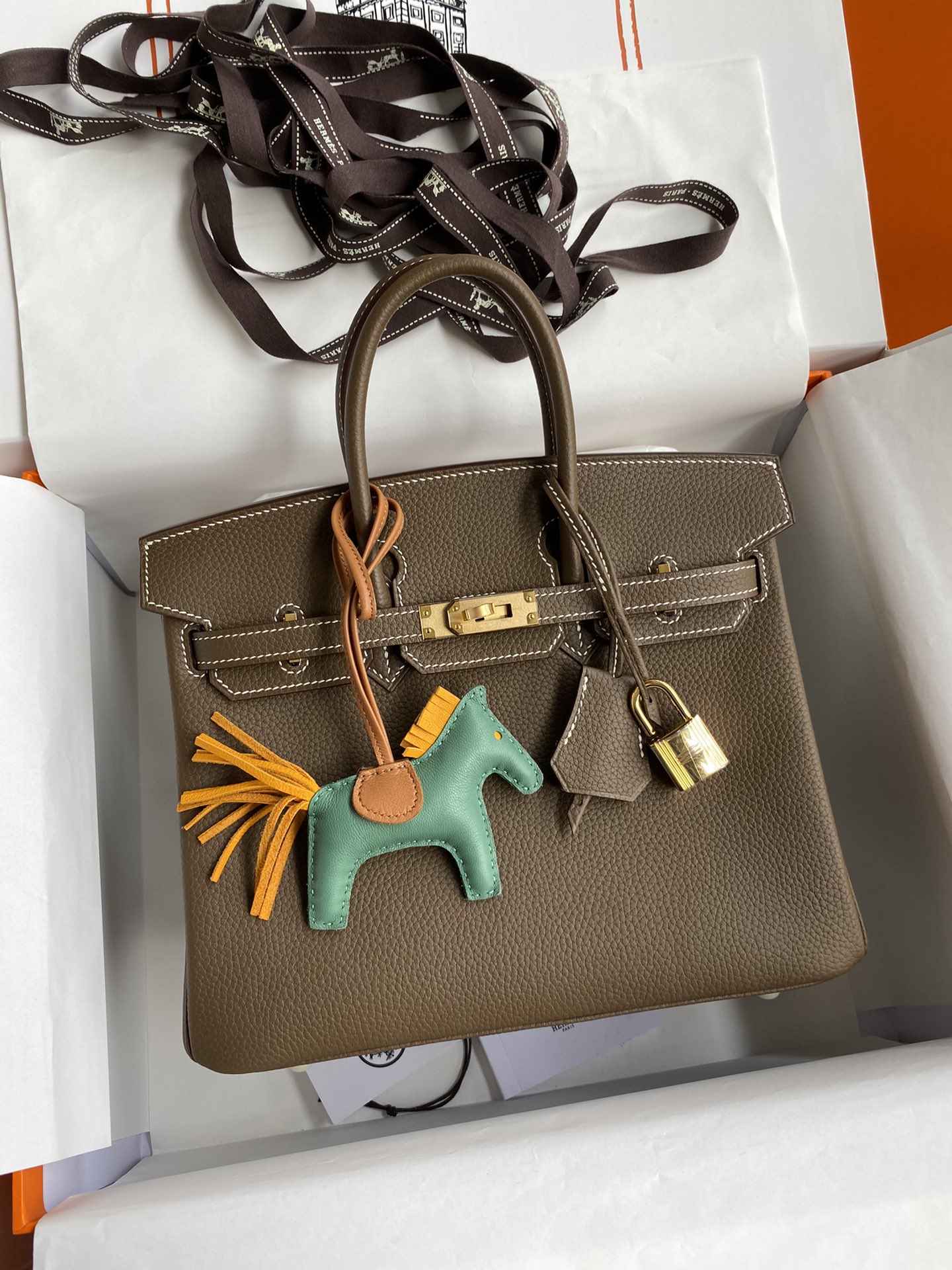 HERMES Birkin 25 Etoupe Togo Gold-tone Hardware