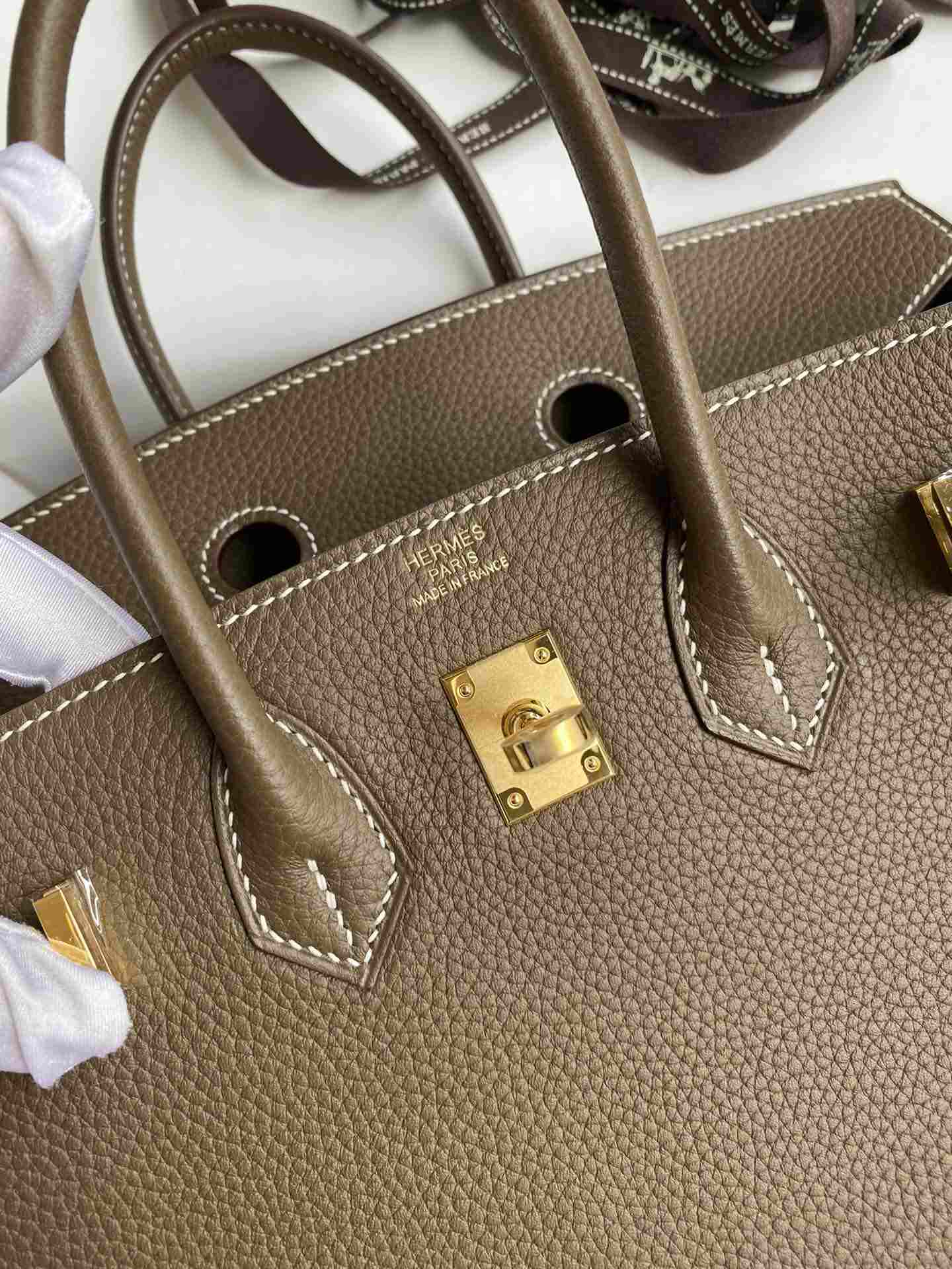 HERMES Birkin 25 Etoupe Togo Gold-tone Hardware