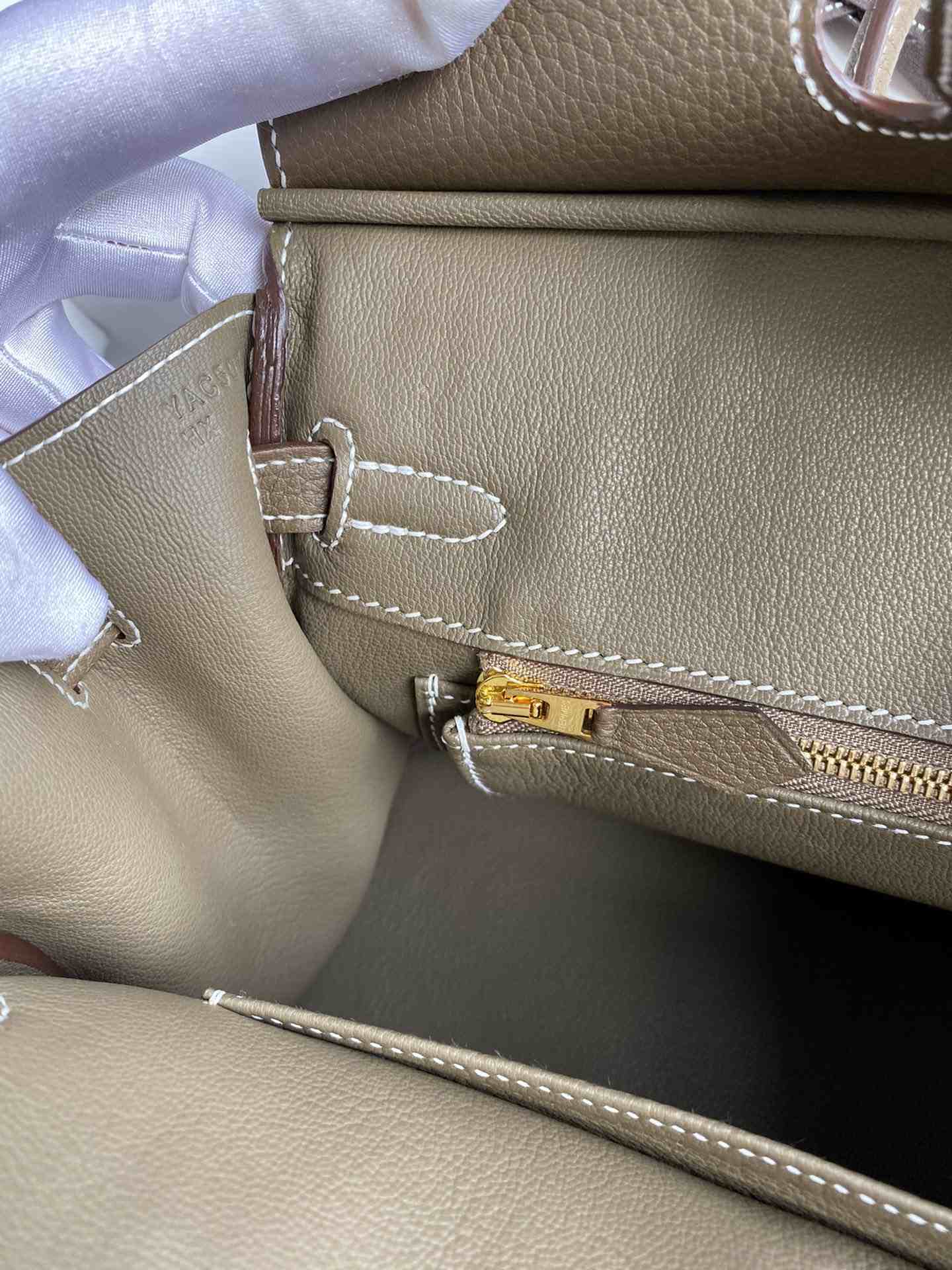 HERMES Birkin 25 Etoupe Togo Gold-tone Hardware