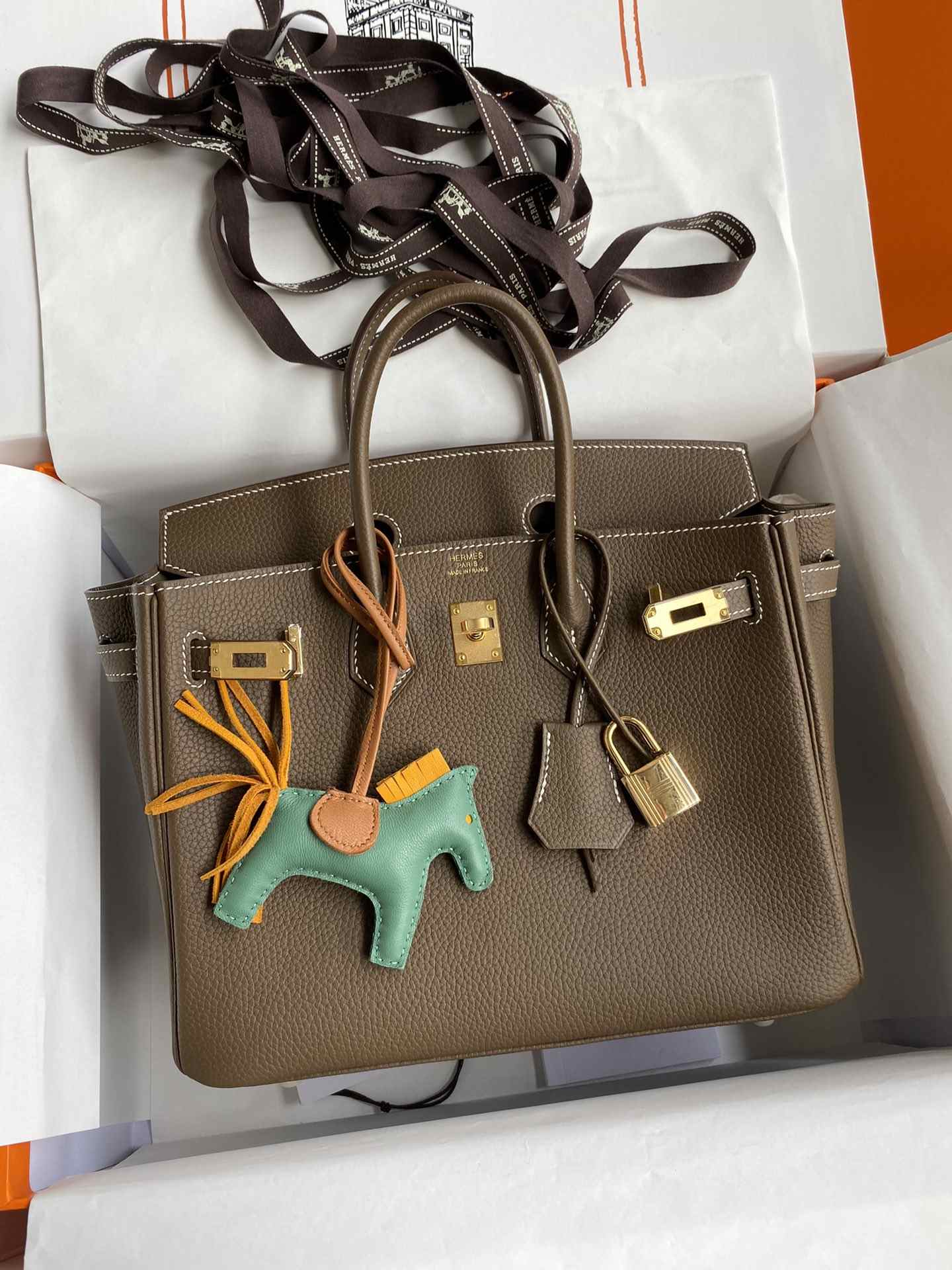 HERMES Birkin 25 Etoupe Togo Gold-tone Hardware