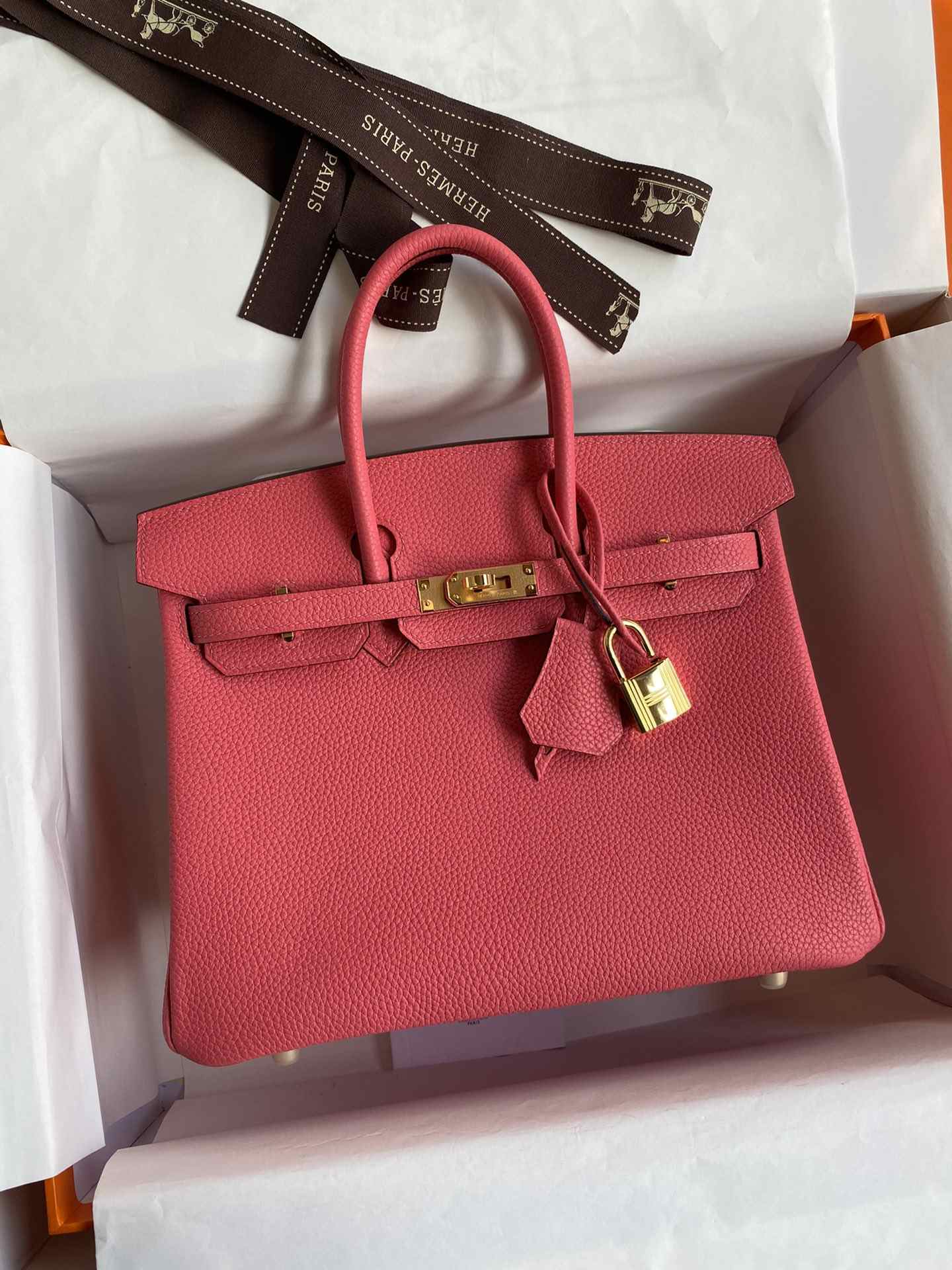 HERMES Birkin 25 Rose Lipsur Togo Gold-tone Hardware