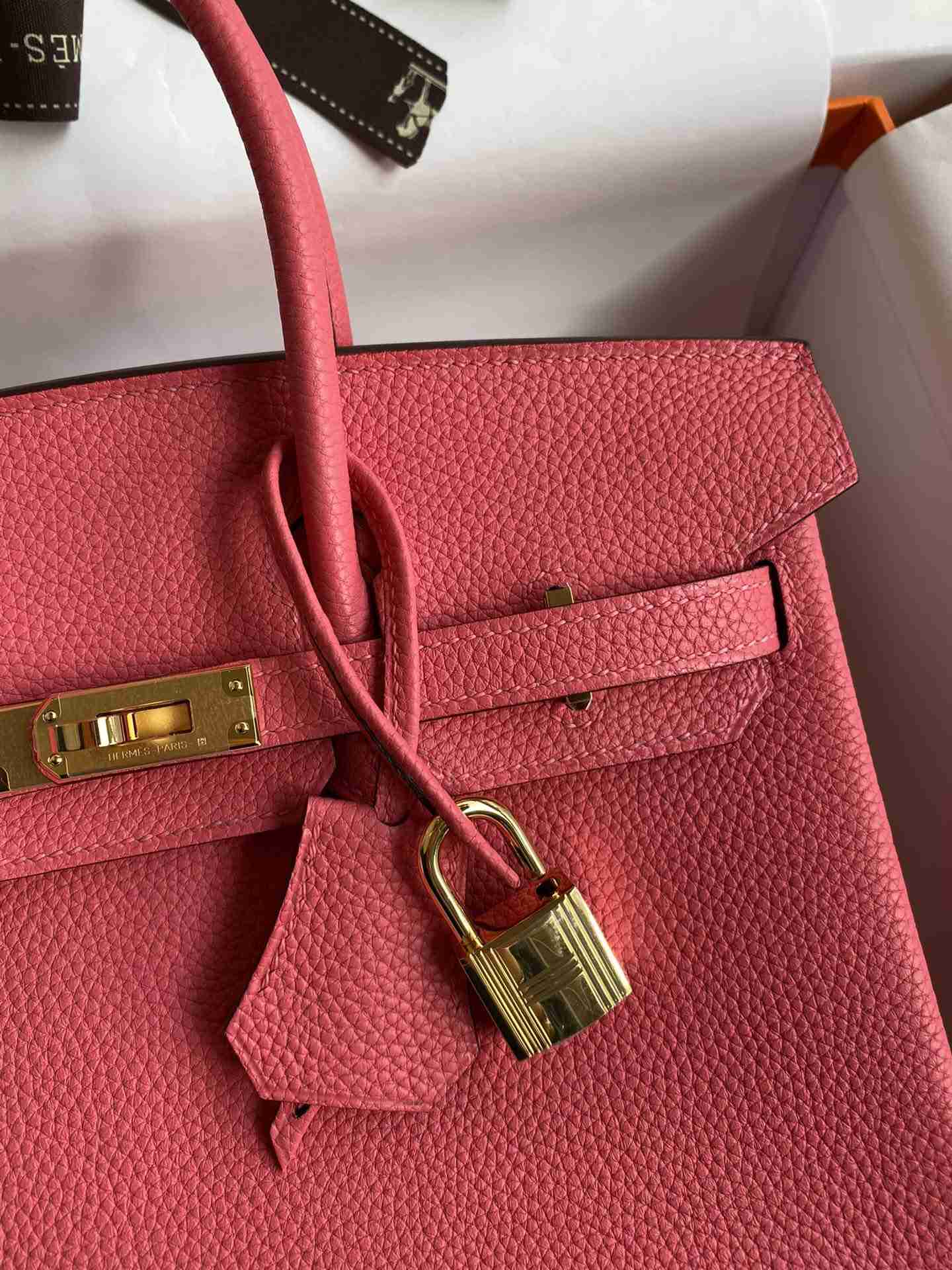 HERMES Birkin 25 Rose Lipsur Togo Gold-tone Hardware