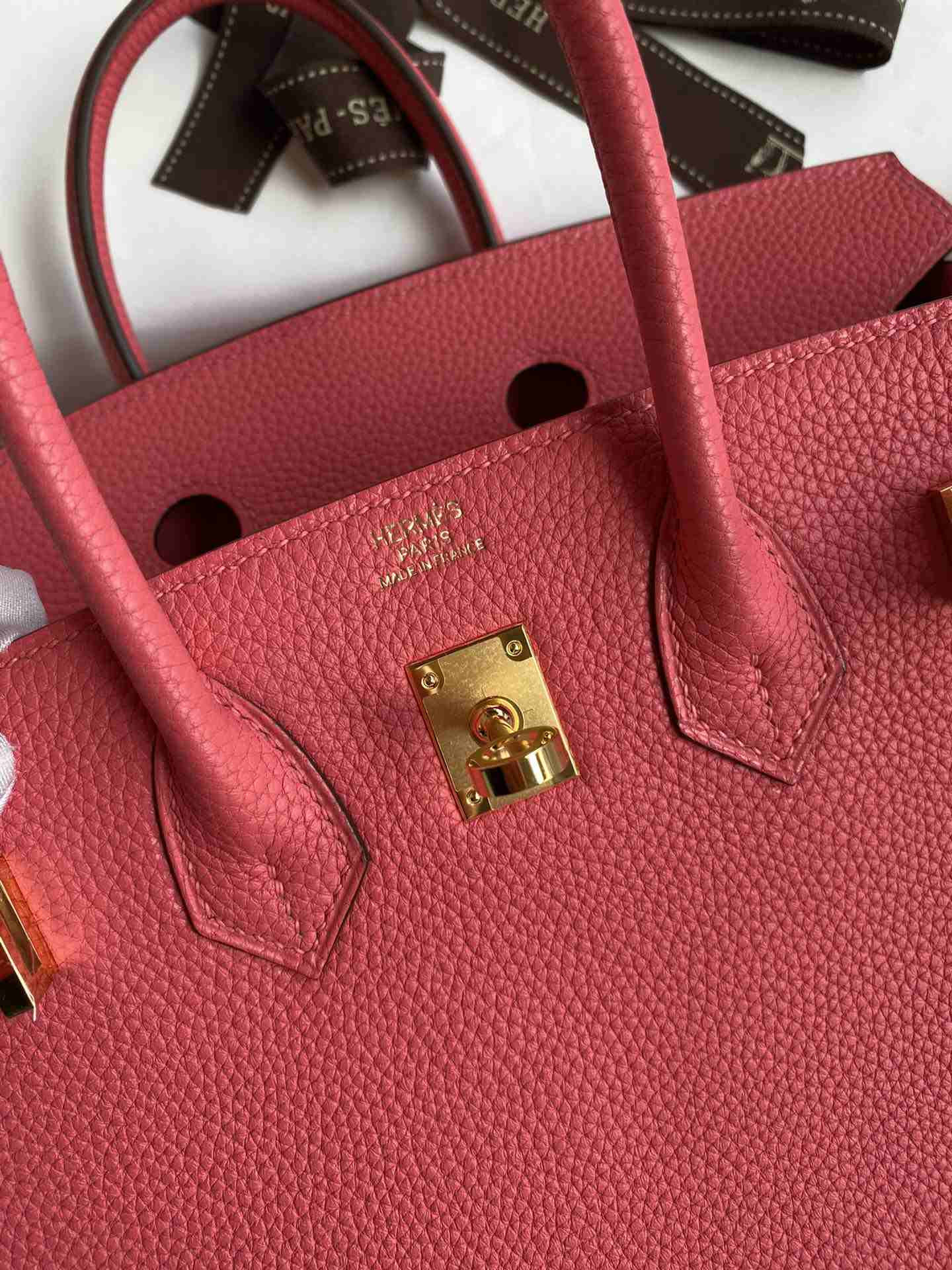 HERMES Birkin 25 Rose Lipsur Togo Gold-tone Hardware