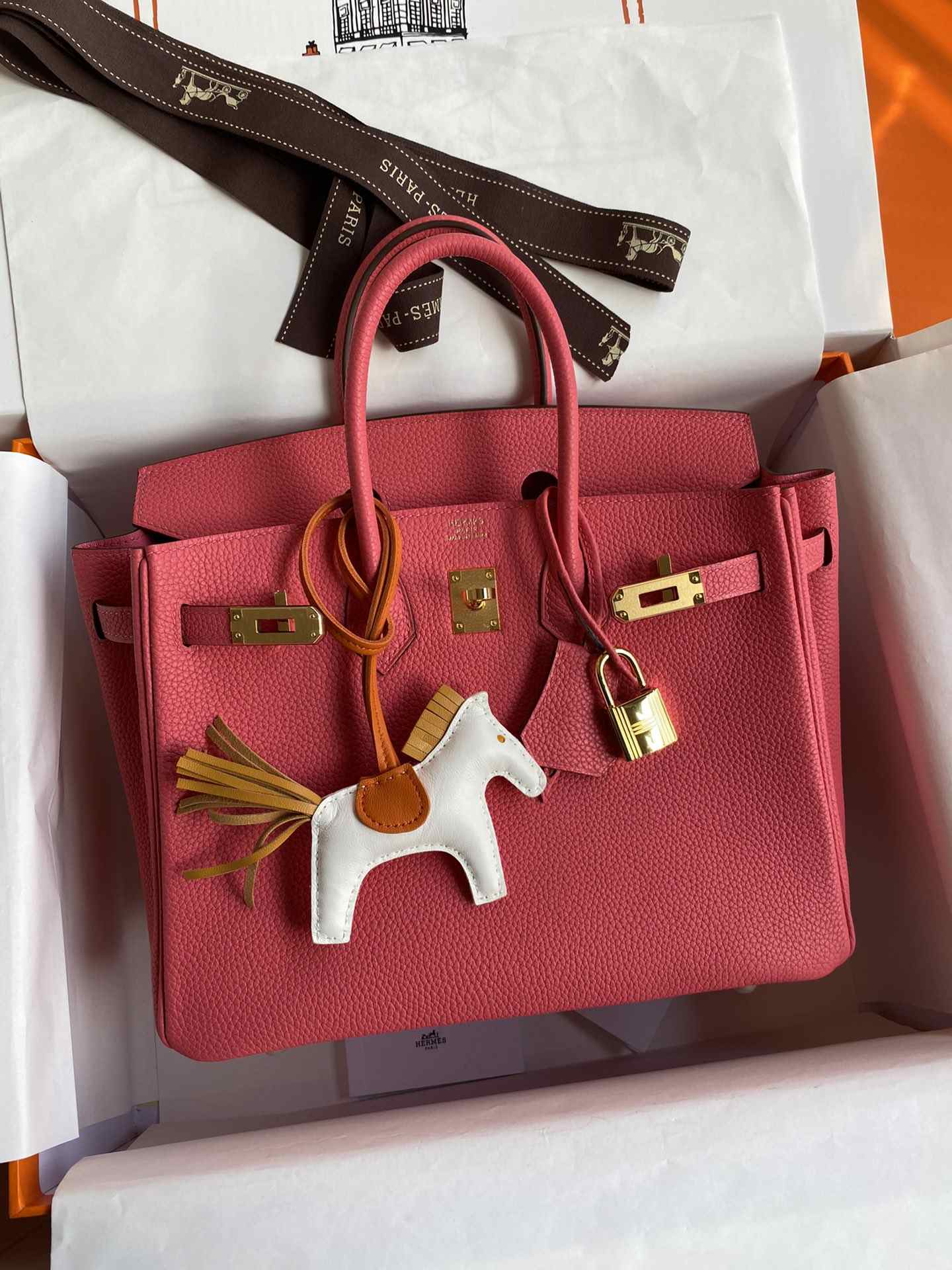 HERMES Birkin 25 Rose Lipsur Togo Gold-tone Hardware