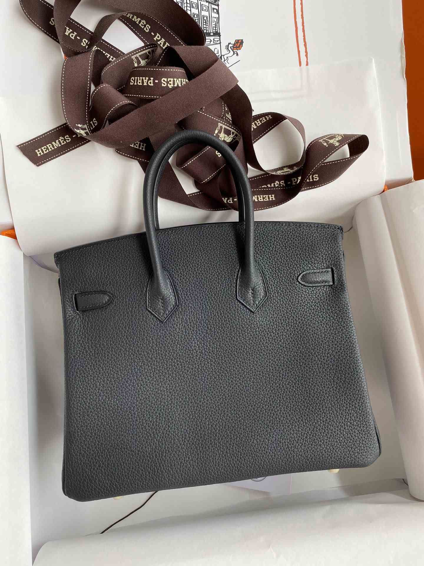 HERMES Birkin 25 Noir Togo Gold-tone Hardware