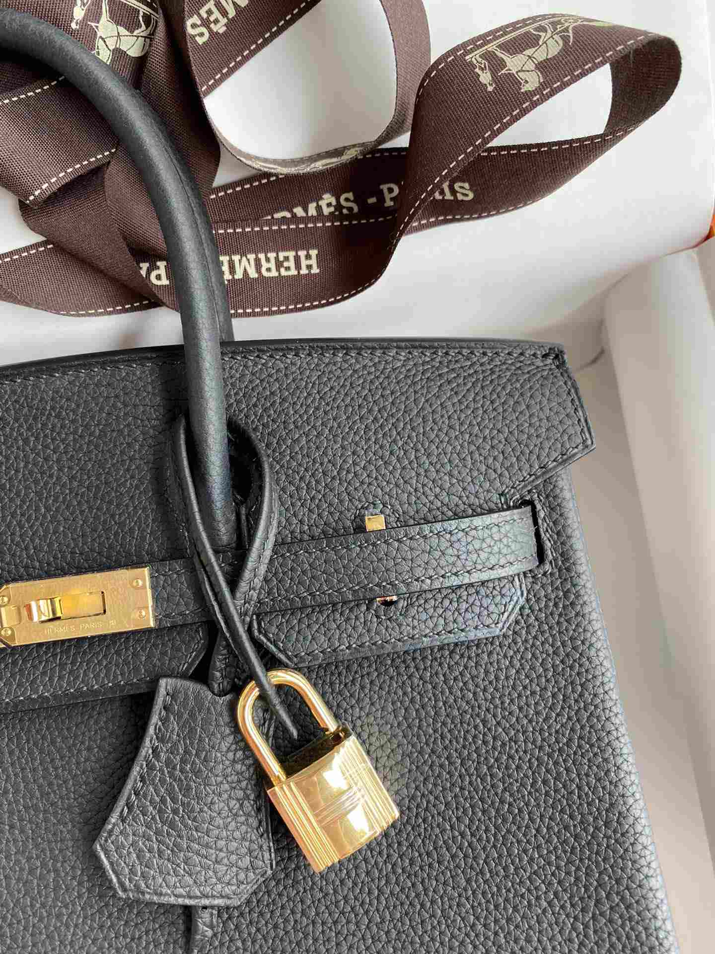 HERMES Birkin 25 Noir Togo Gold-tone Hardware