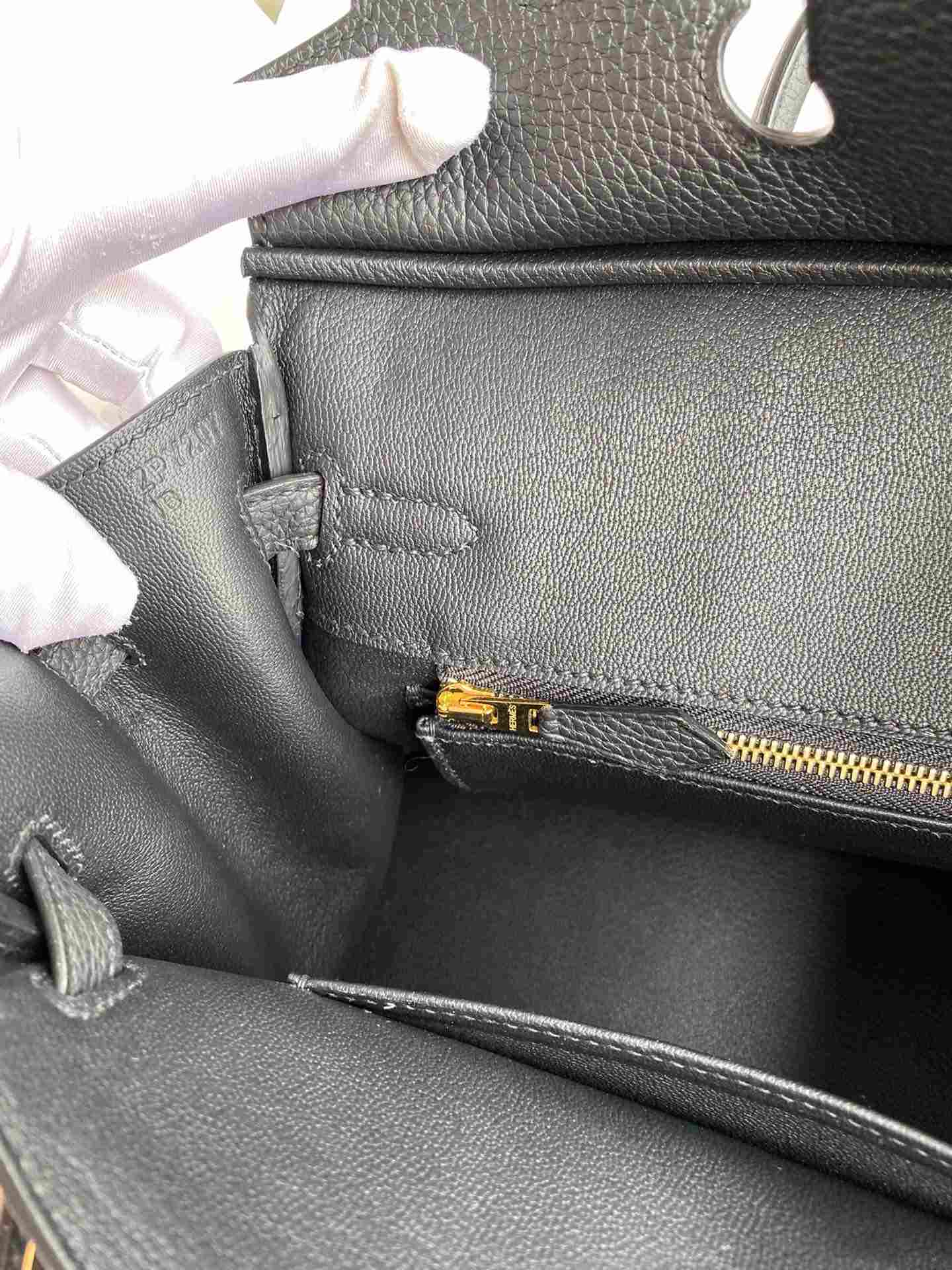 HERMES Birkin 25 Noir Togo Gold-tone Hardware