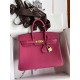 HERMES Birkin 25 Fuschia Togo Gold-tone Hardware