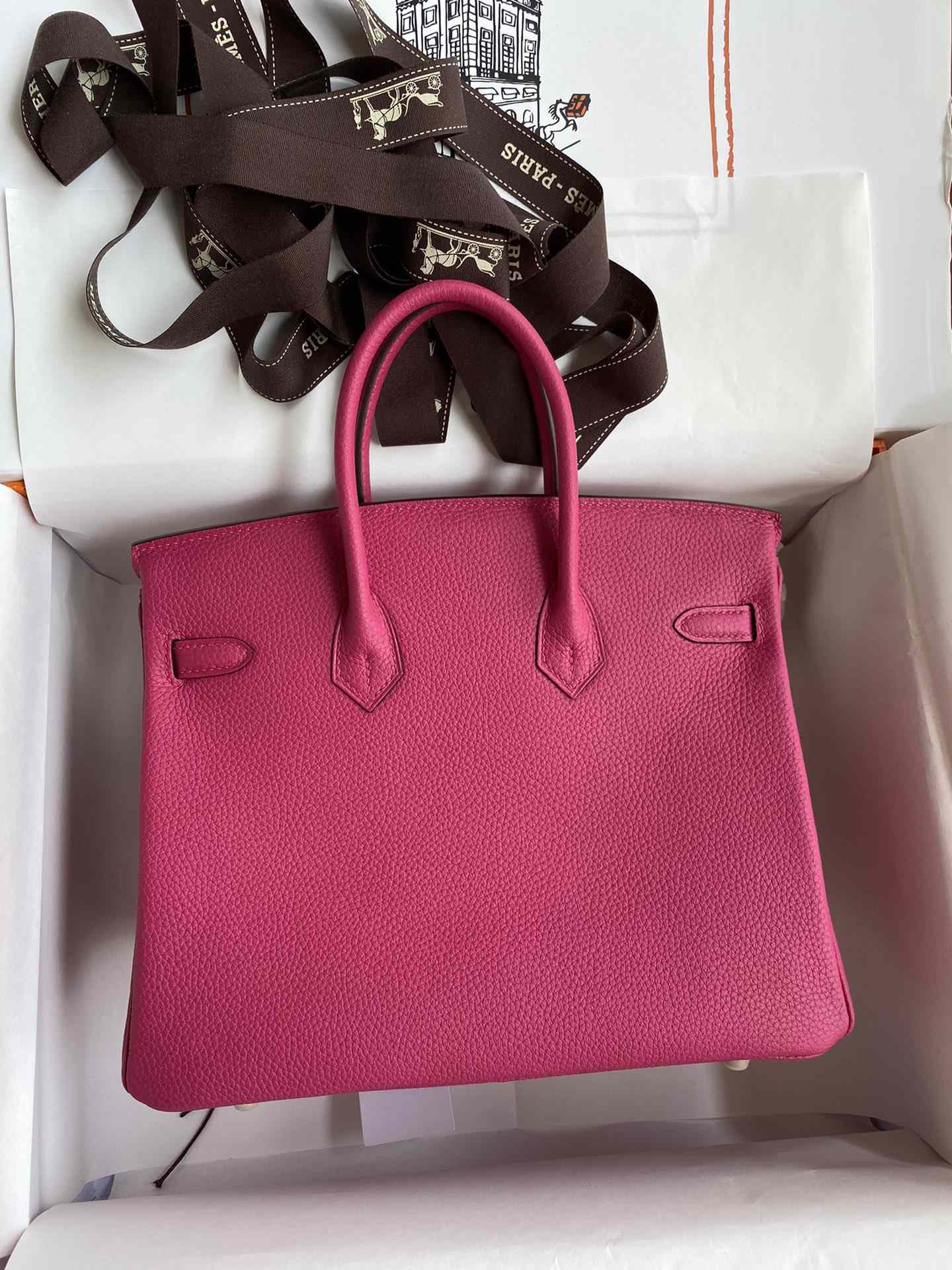 HERMES Birkin 25 Fuschia Togo Gold-tone Hardware