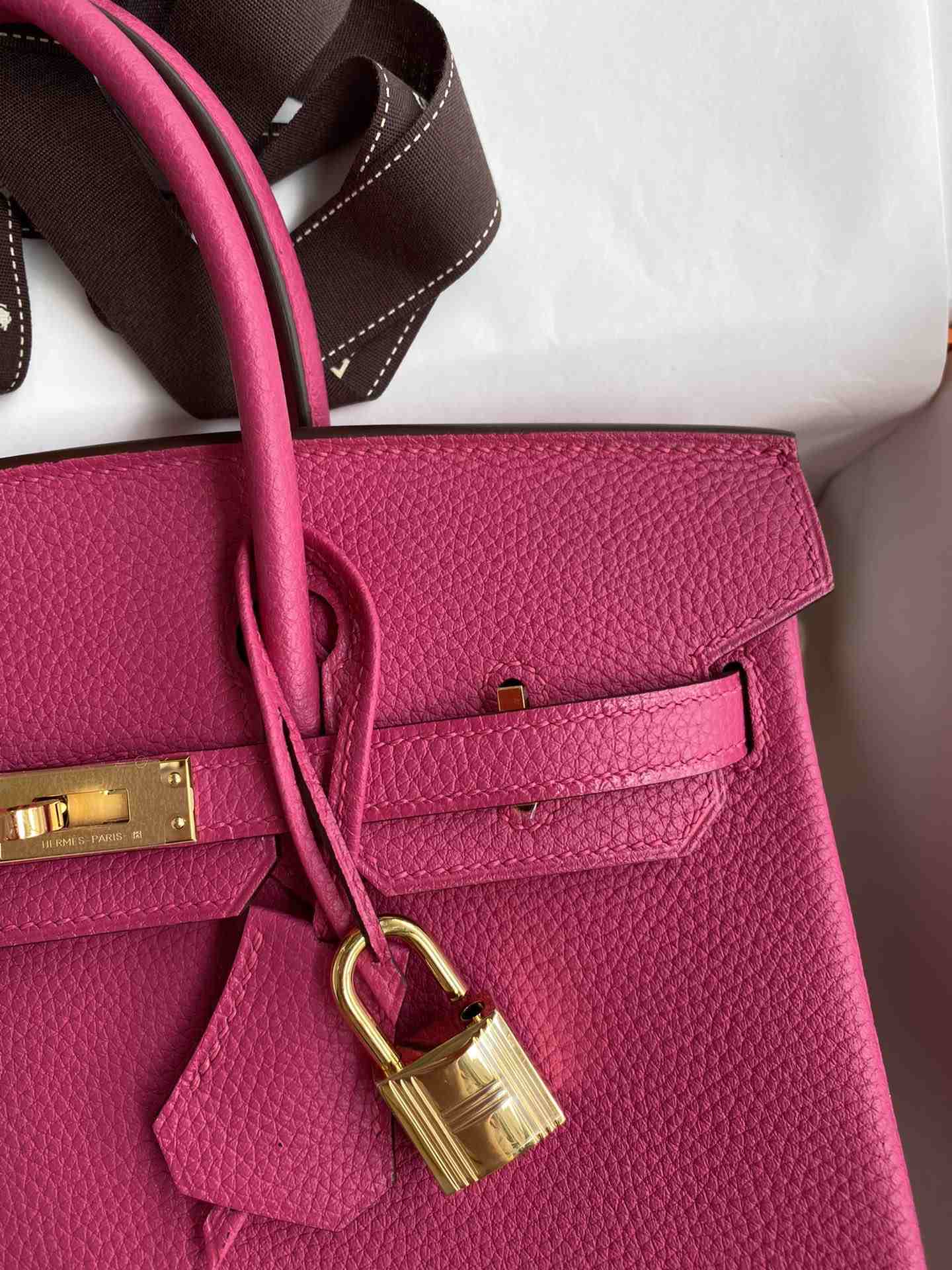 HERMES Birkin 25 Fuschia Togo Gold-tone Hardware