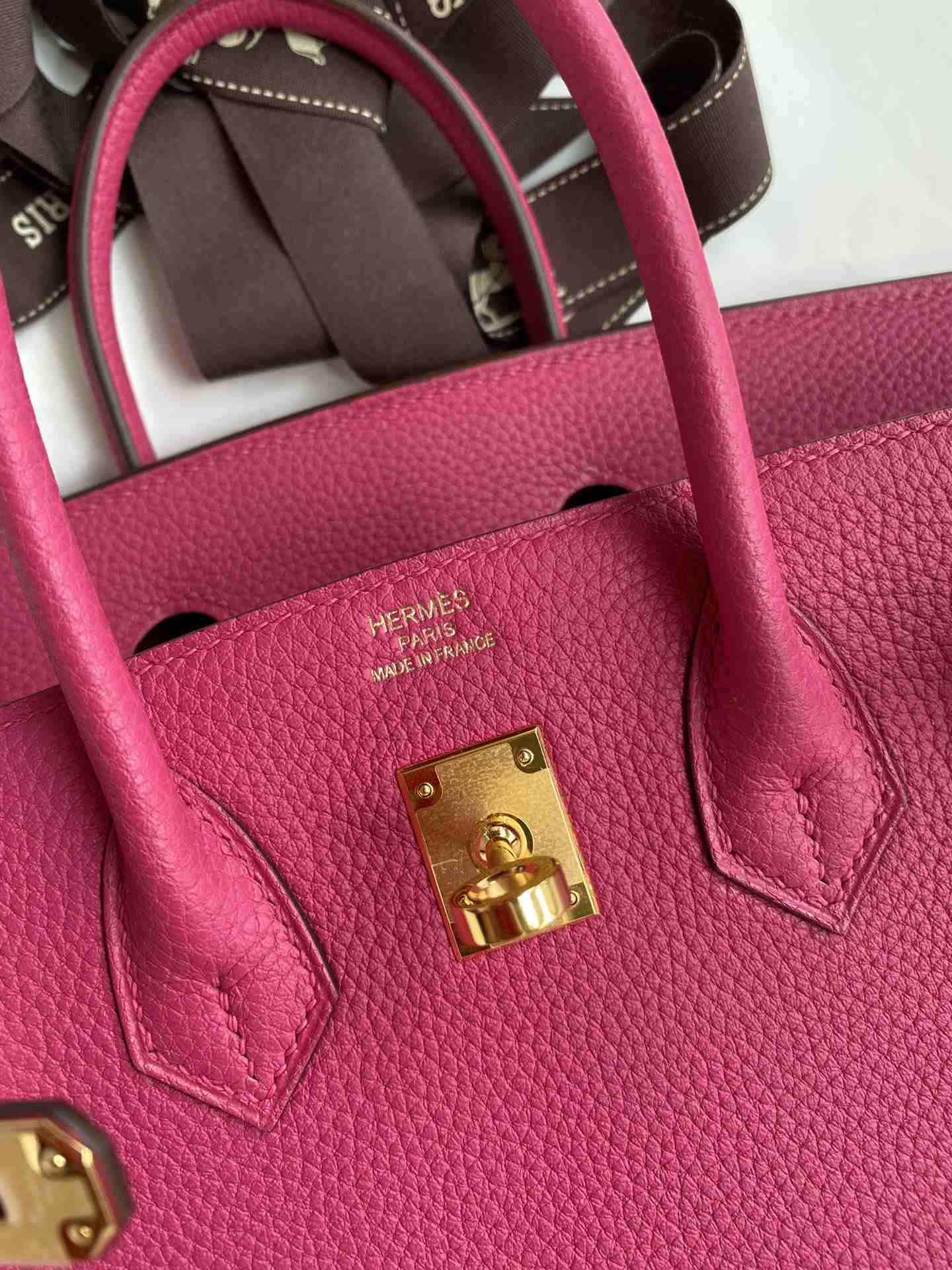 HERMES Birkin 25 Fuschia Togo Gold-tone Hardware