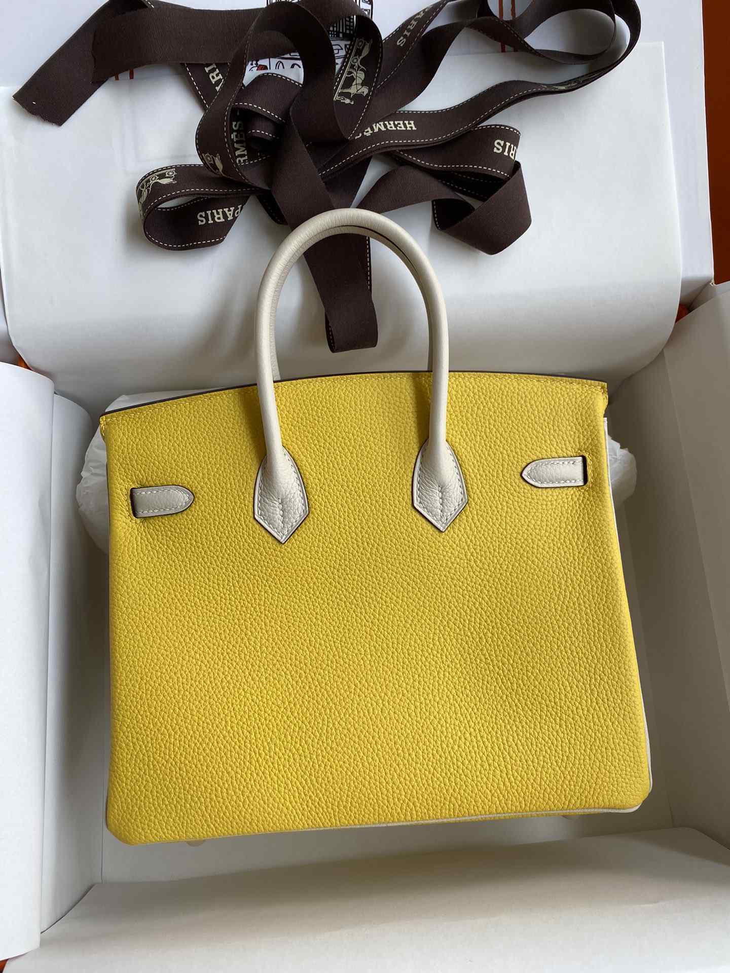 HERMES Birkin 25 Jaune De Naples&Craie Togo Gold-tone Hardware