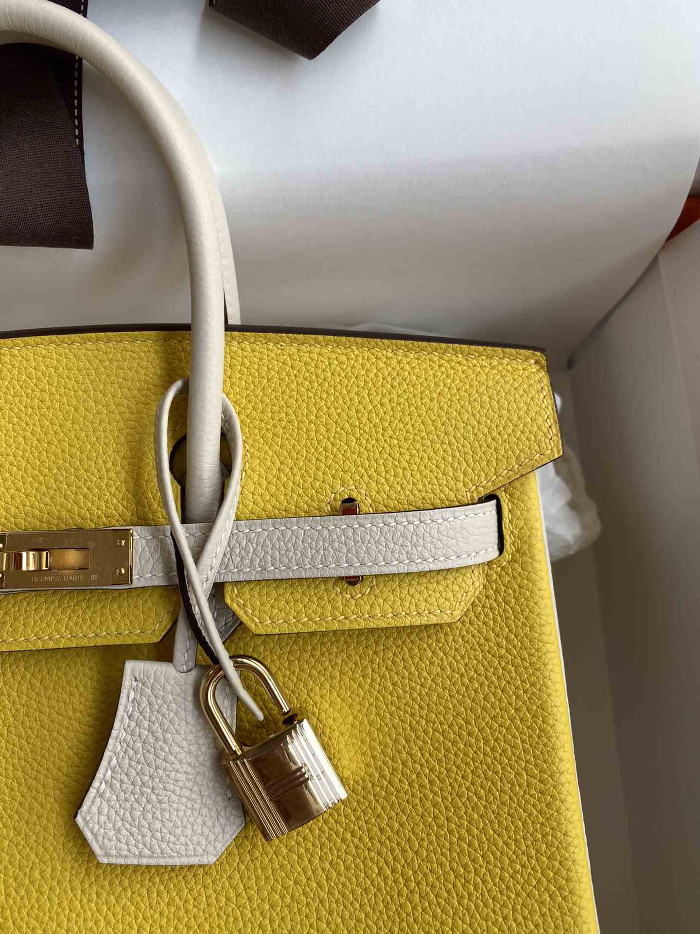 HERMES Birkin 25 Jaune De Naples&Craie Togo Gold-tone Hardware