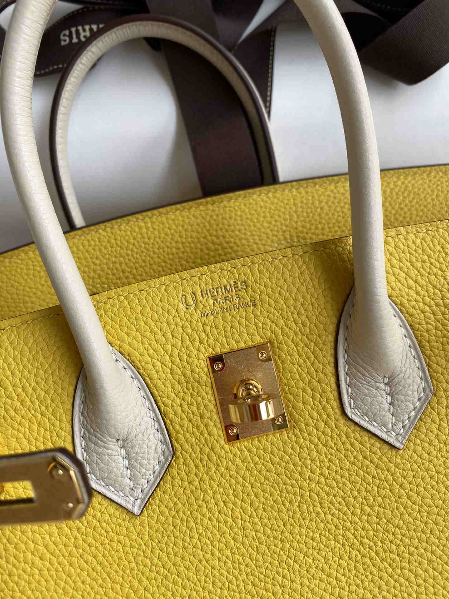 HERMES Birkin 25 Jaune De Naples&Craie Togo Gold-tone Hardware