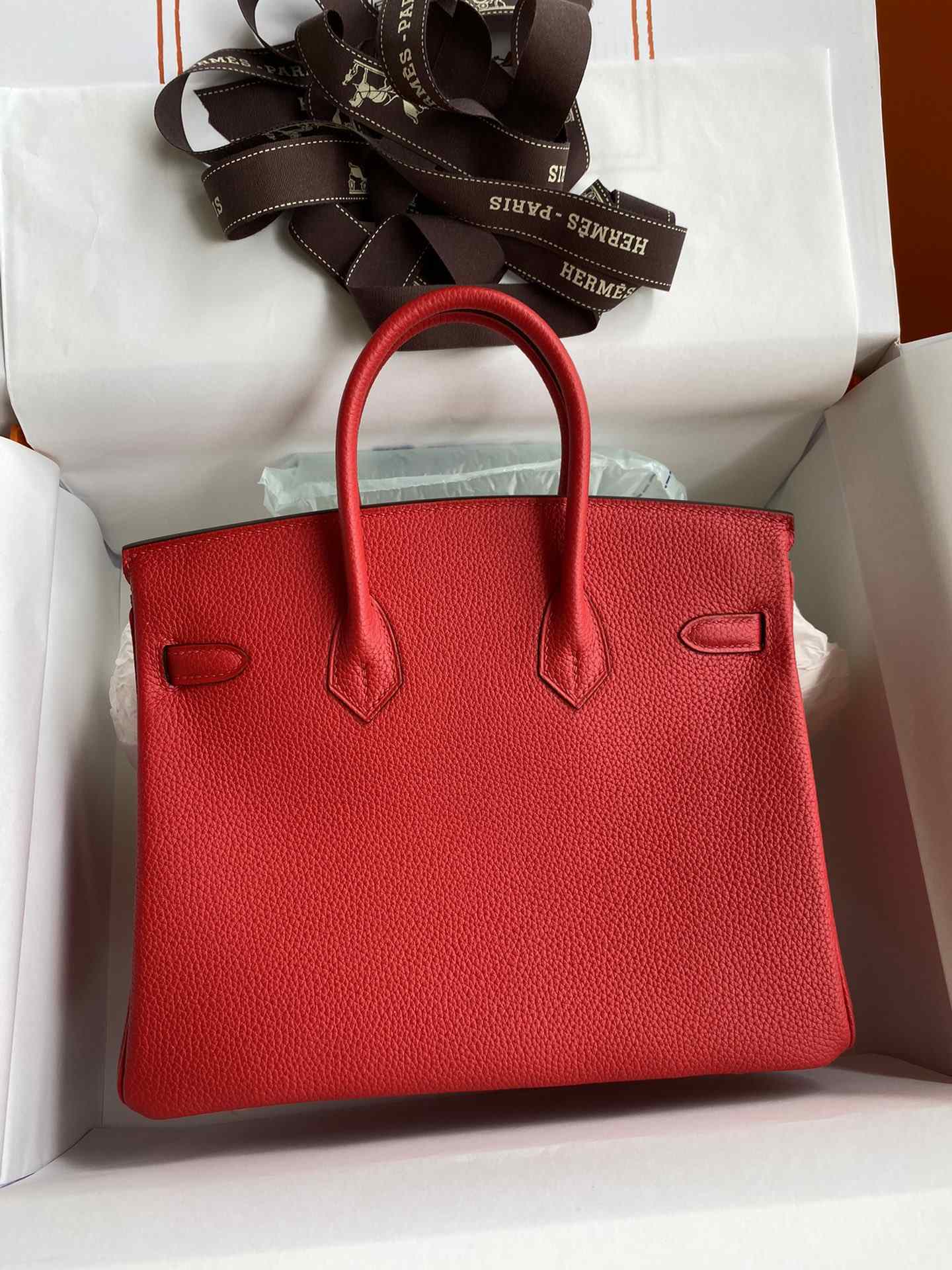 HERMES Birkin 25 Rouge De Corur Togo Gold-tone Hardware