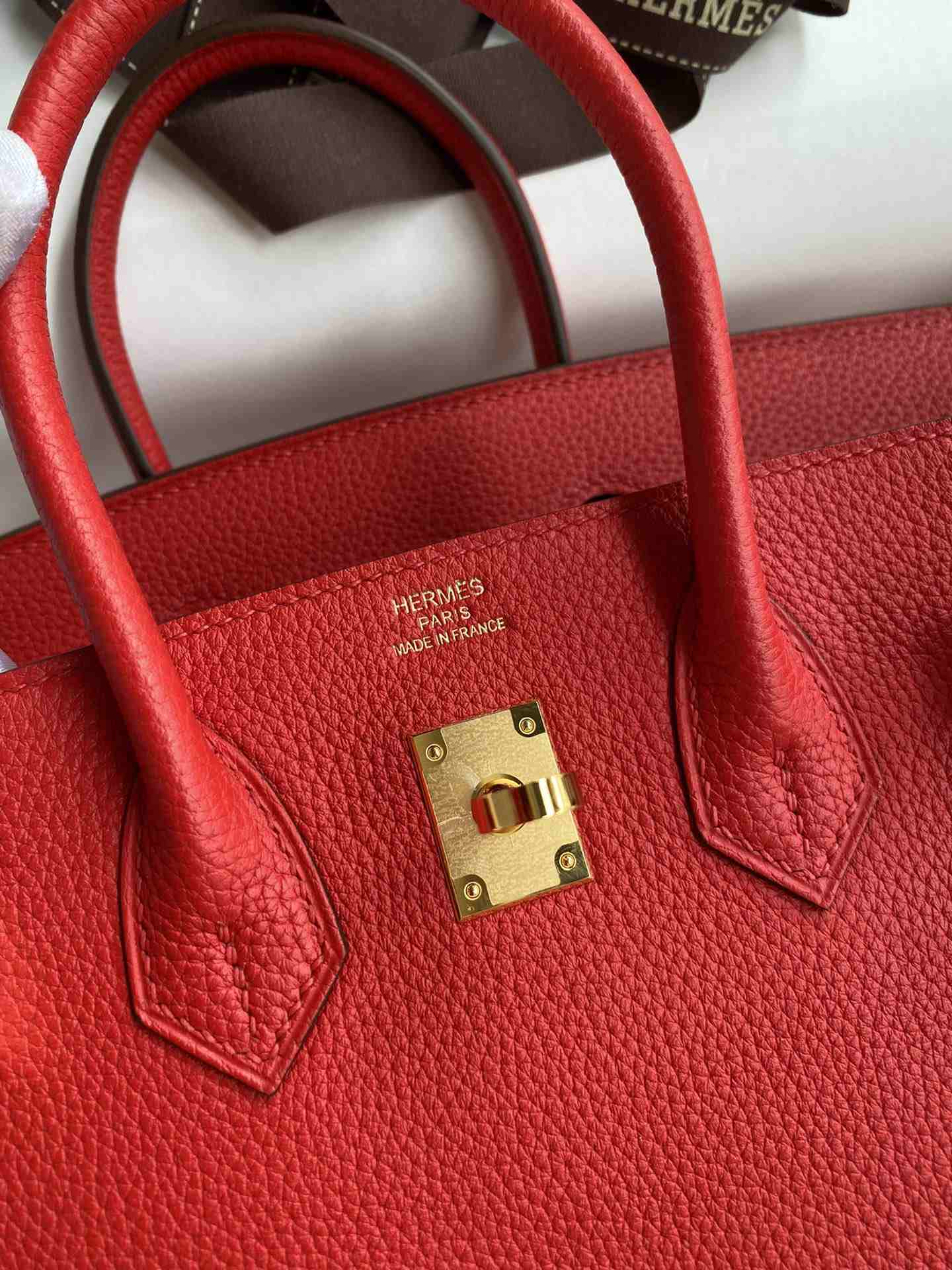 HERMES Birkin 25 Rouge De Corur Togo Gold-tone Hardware