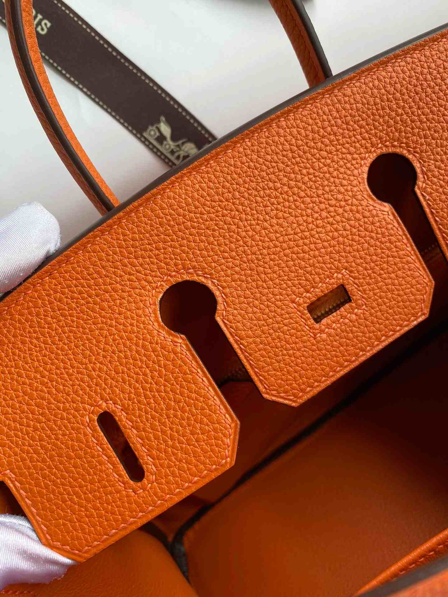 HERMES Birkin 25 Orange Togo Gold-tone Hardware