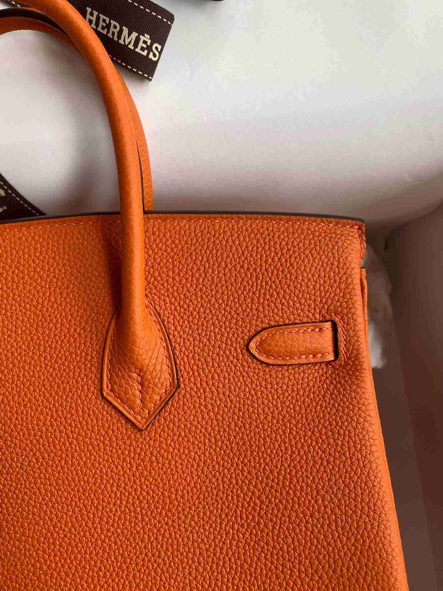 HERMES Birkin 25 Orange Togo Gold-tone Hardware