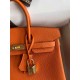 HERMES Birkin 25 Orange Togo Gold-tone Hardware