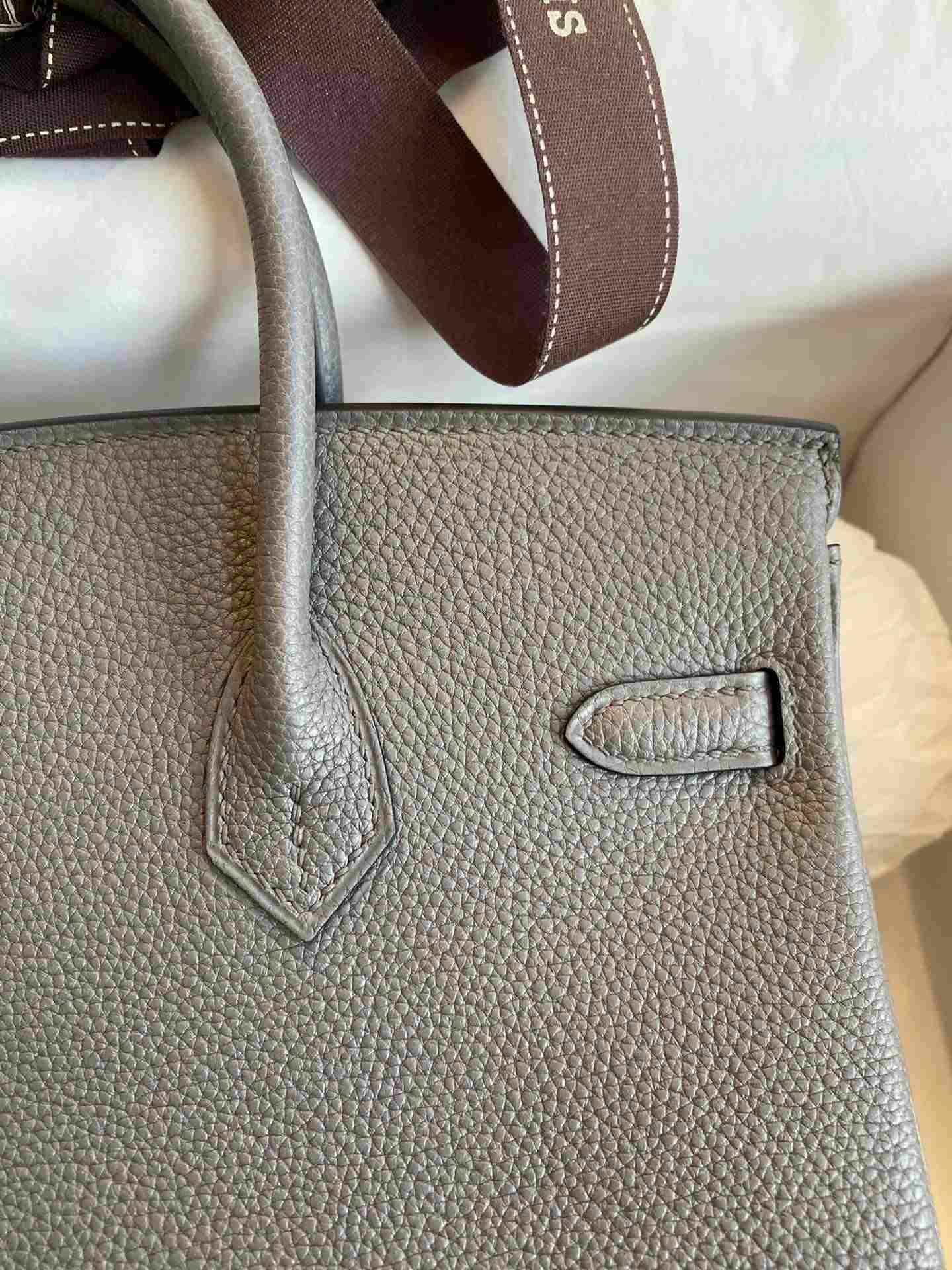 HERMES Birkin 25 Etain Togo Gold-tone Hardware