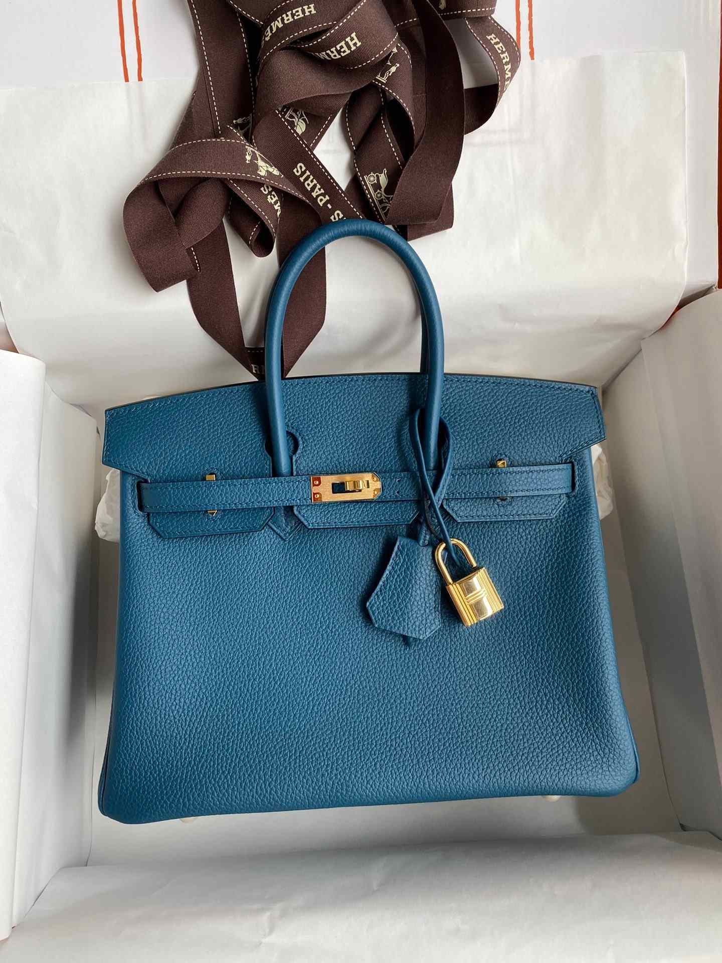 HERMES Birkin 25 Colvert Togo Gold-tone Hardware