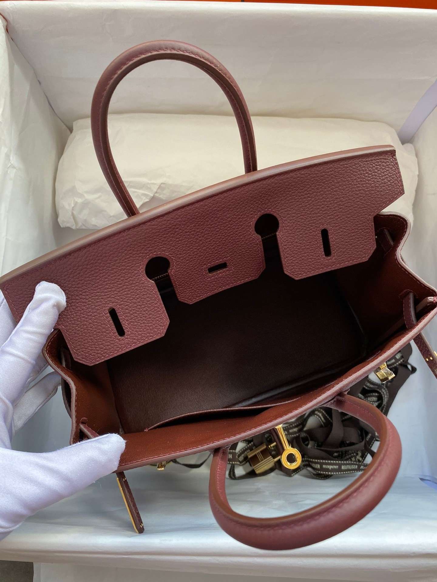 HERMES Birkin 25 Bordeaux Togo Gold-tone Hardware