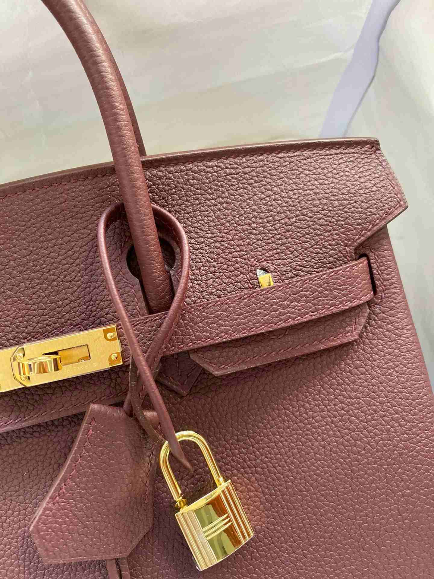 HERMES Birkin 25 Bordeaux Togo Gold-tone Hardware