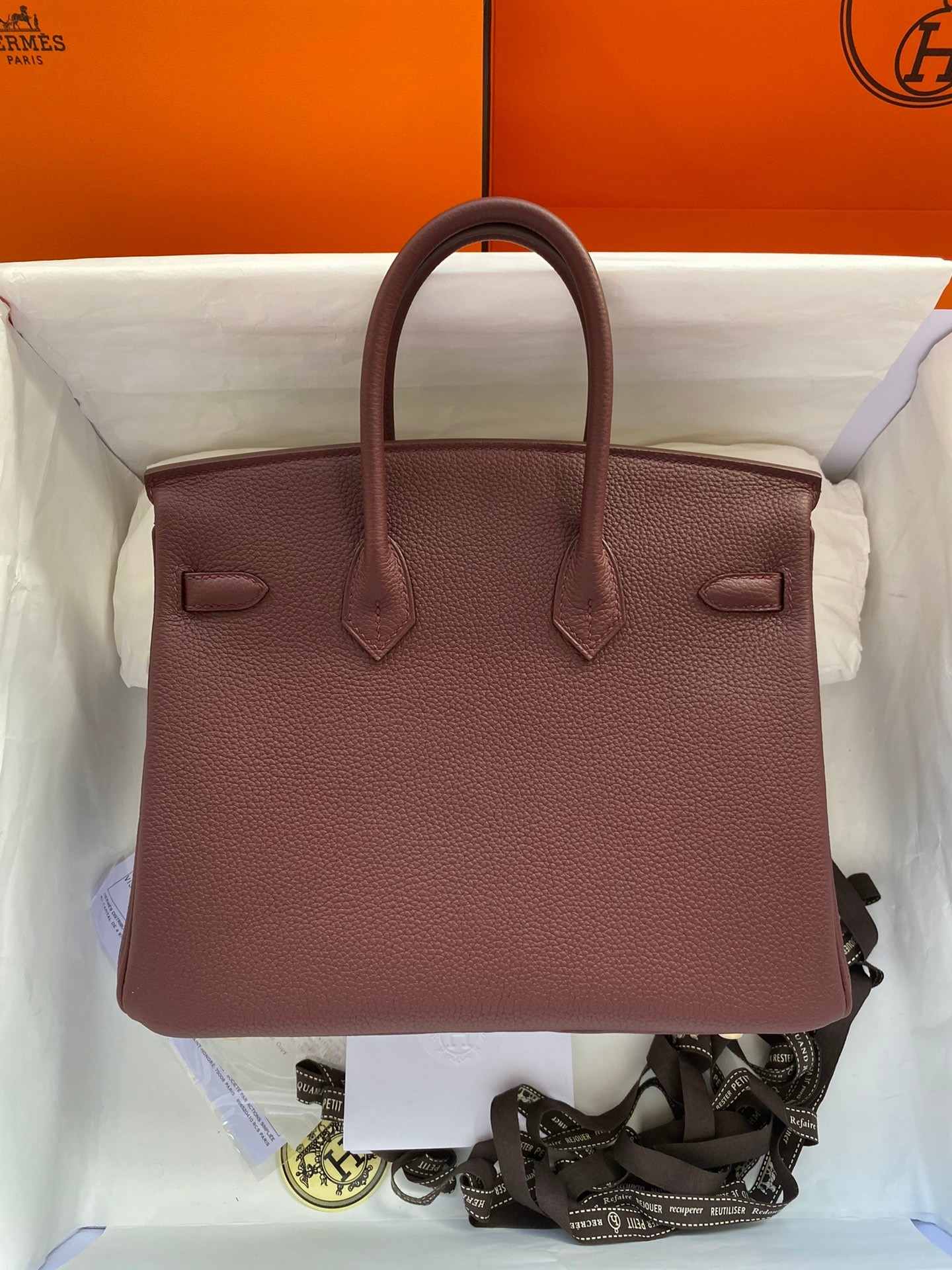 HERMES Birkin 25 Bordeaux Togo Gold-tone Hardware