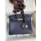 HERMES Birkin 25 Blue Nuit Togo Gold-tone Hardware