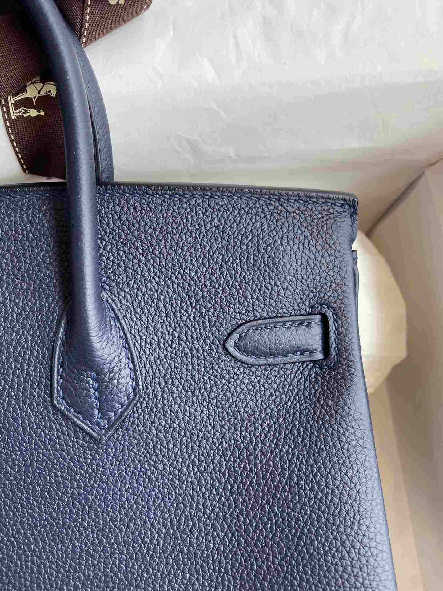 HERMES Birkin 25 Blue Nuit Togo Gold-tone Hardware