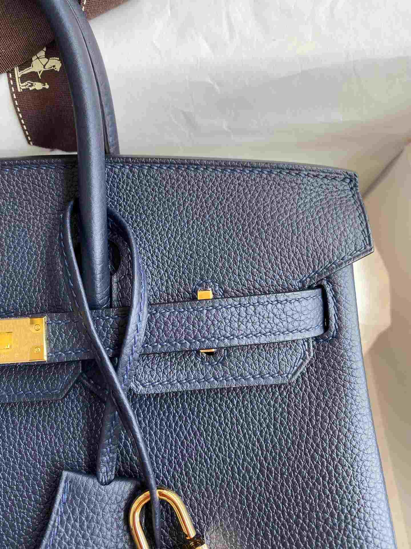 HERMES Birkin 25 Blue Nuit Togo Gold-tone Hardware