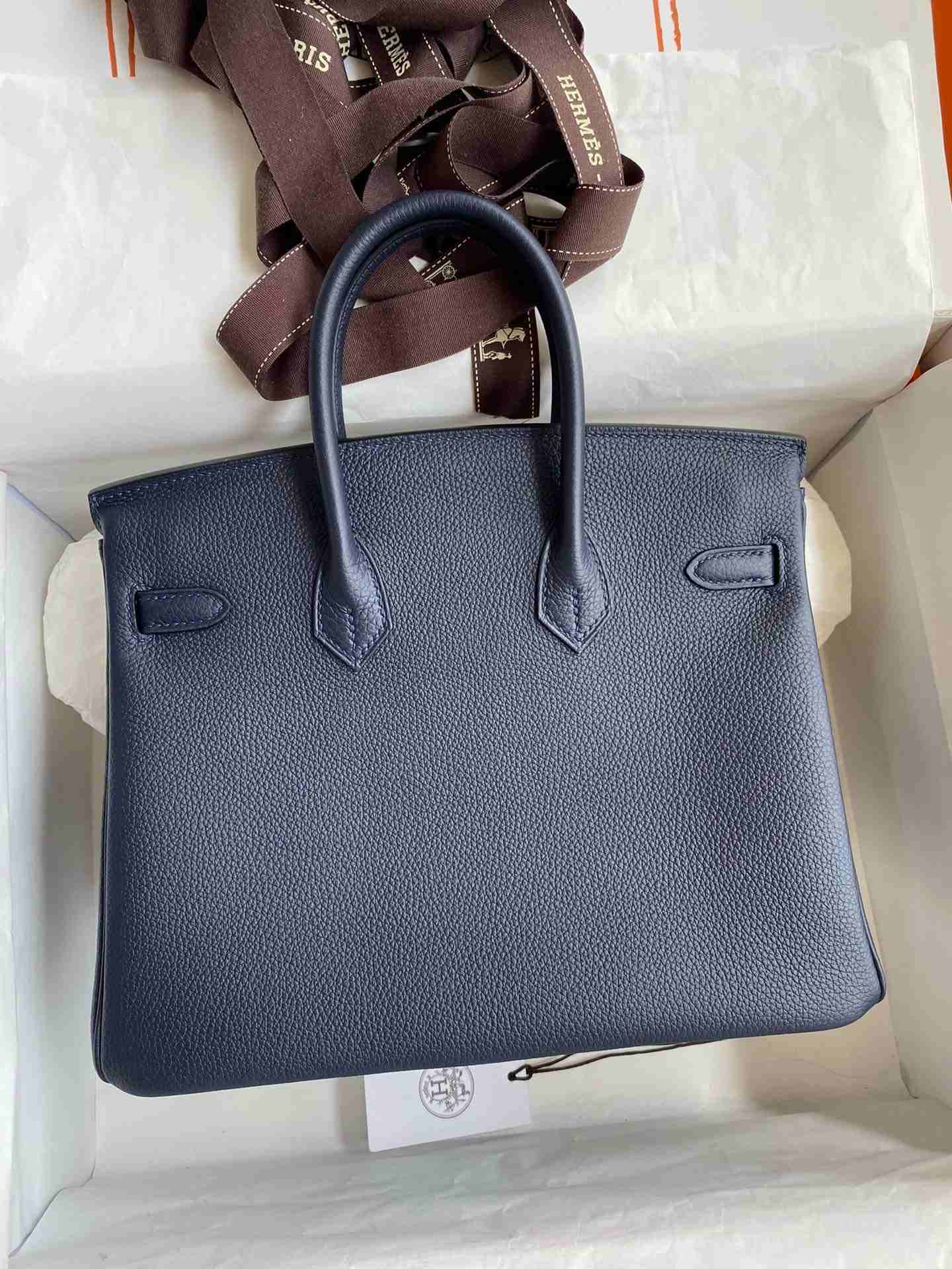 HERMES Birkin 25 Blue Nuit Togo Gold-tone Hardware