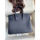 HERMES Birkin 25 Blue Nuit Togo Gold-tone Hardware